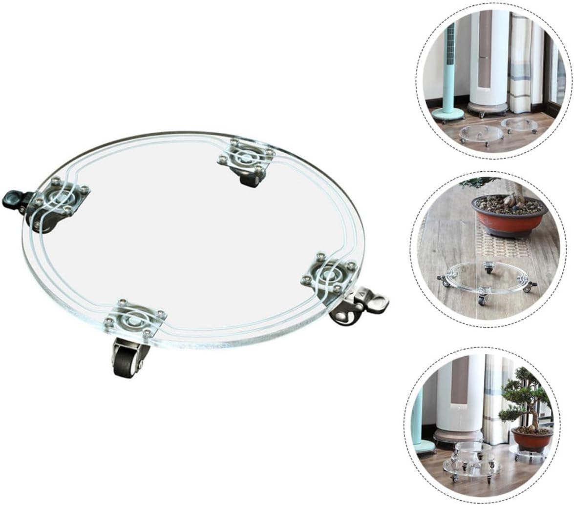 HANABASS Acrylic Moveable Flowerpot Tray with Wheels 26Cm &ndash; Plant Pot Holder Caddy for Indoor Outdoor Gardening Plant Storage and Mobility image number 6