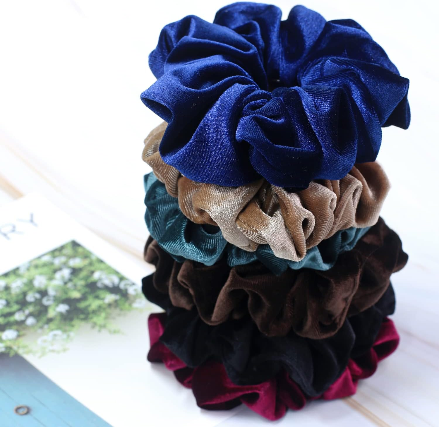 IVARYSS Extra Large Scrunchies for Women'S Thick Hair, Premium Velvet Soft Jumbo Scrunchy, XL 6 Inch Big Elastic Band Hair Accessories, 4 Pack, Neutral image number 1