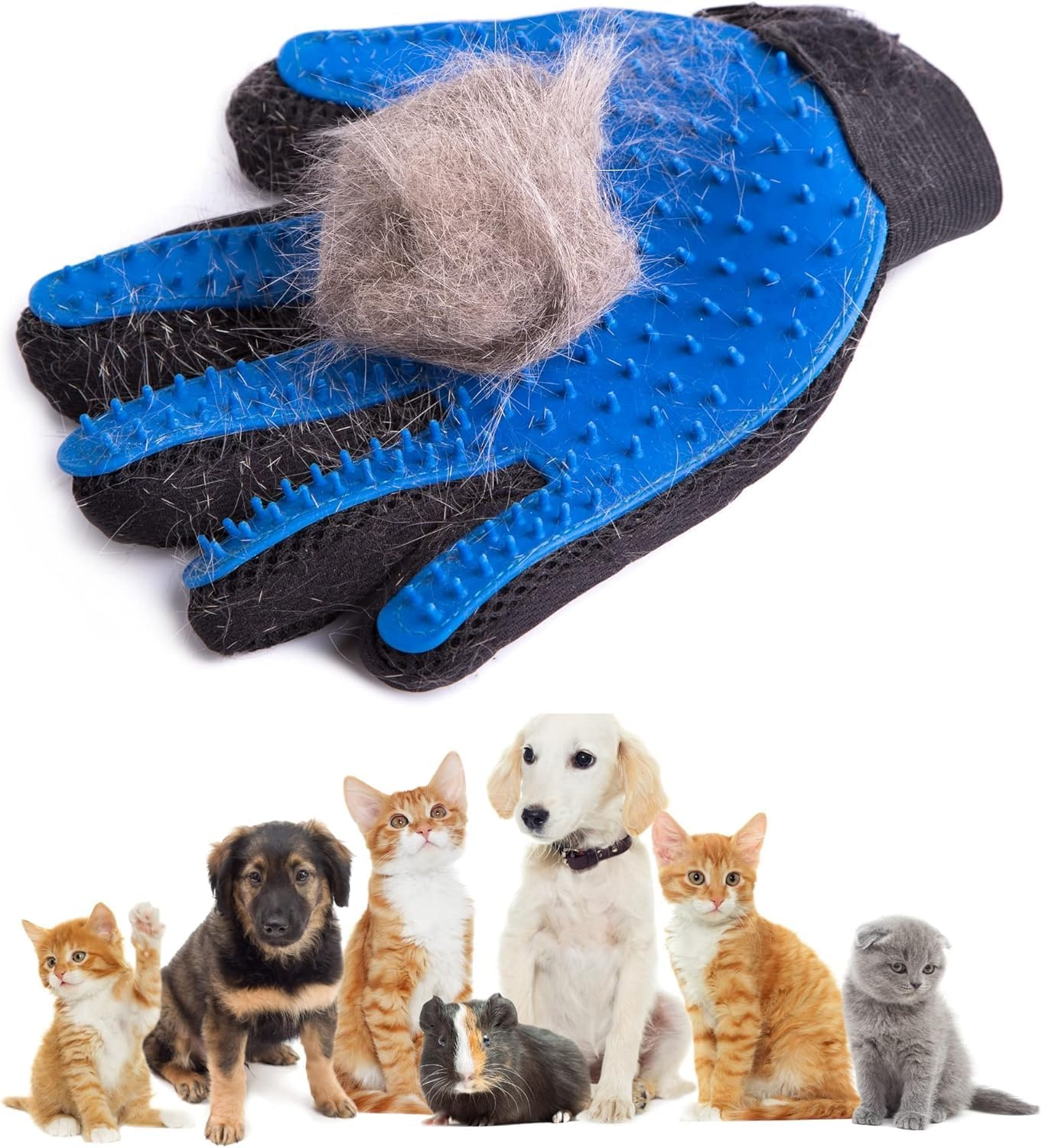 2-In-1 Pet Grooming Gloves Set for Dogs & Cats, Dual Hand De-Shedding Brush Gloves, Hair Removal & Cleaning Tool for Shedding Control, Soft & Reusable image number 3