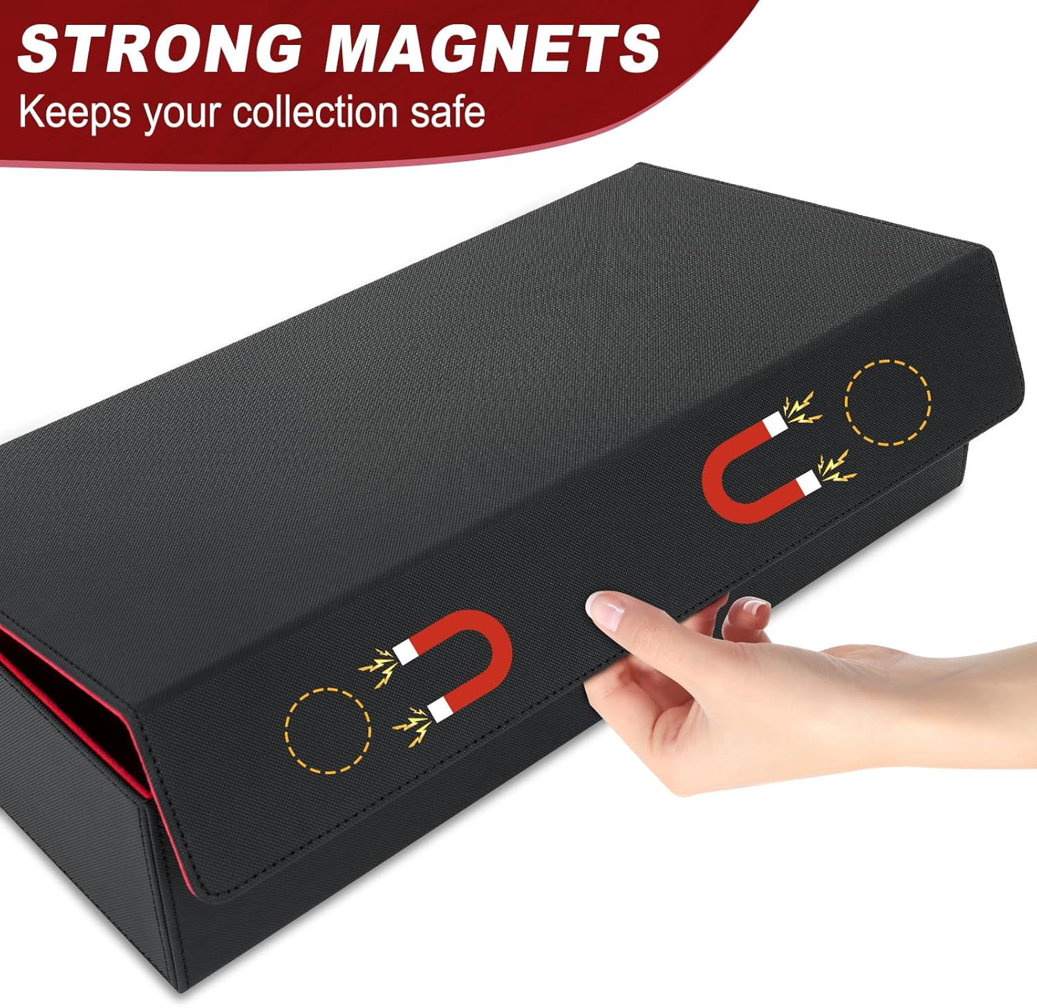 6 In1 Card Deck Box Set,X-Large Premium Card Game Deck Storage Box with 5 Small Card Deck Case Compatible with Mtg/Tcg/Yugioh/Magic/Commander(Black＆Red) image number 3