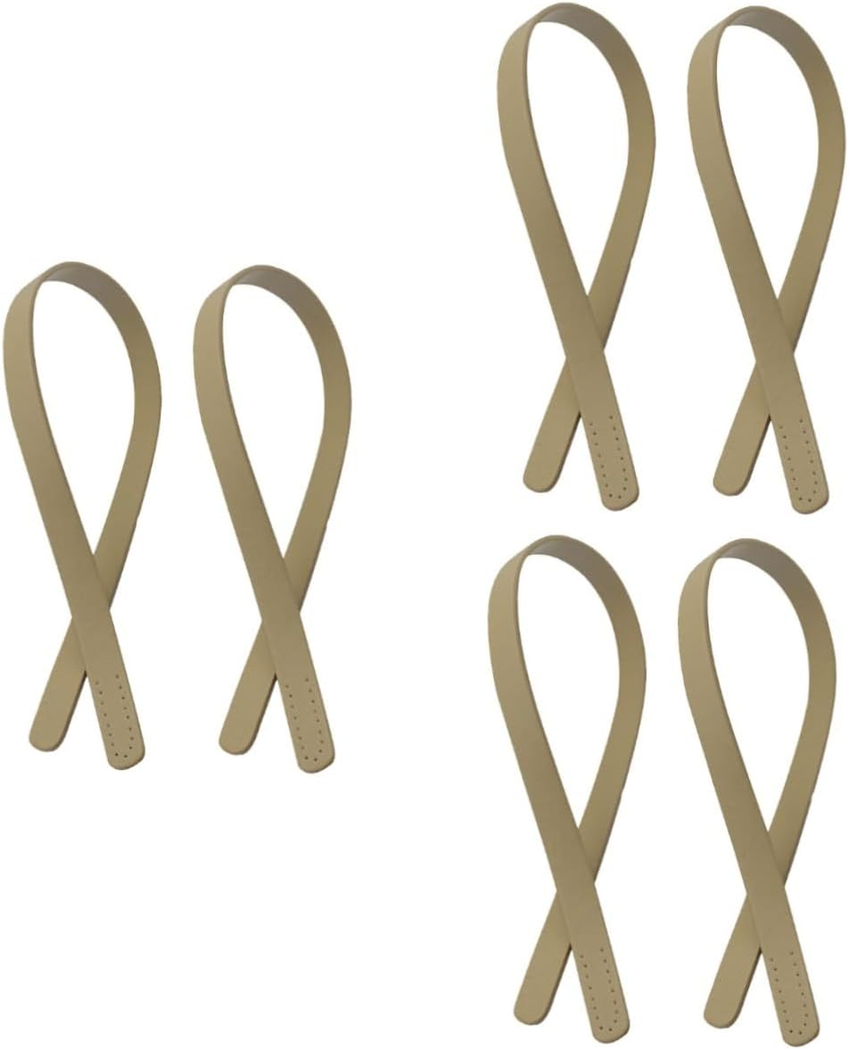 LALAFINA 4Pcs Pu Leather Handbag Handles Replacement Strap Bag Belt for Women Tote Bag Handstitch Porous DIY Pouch