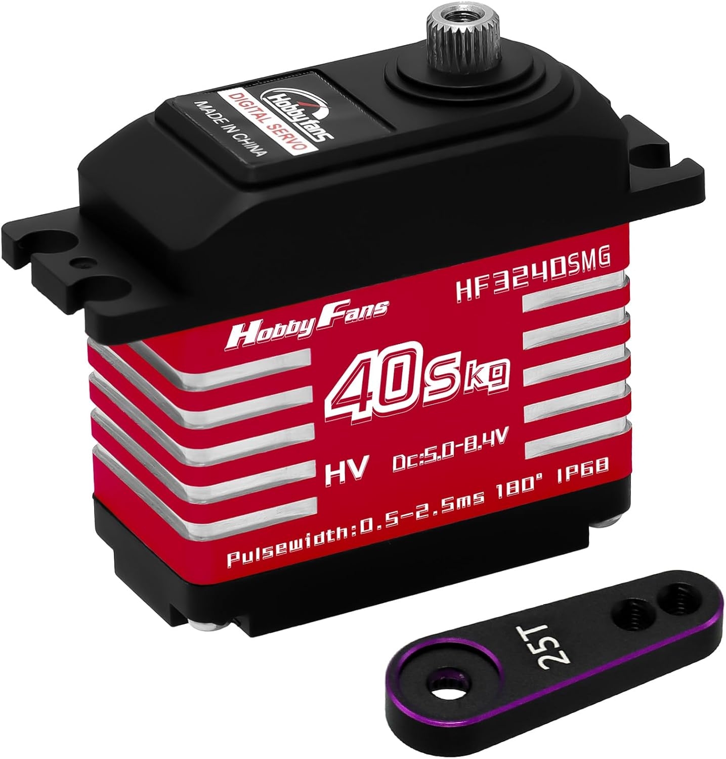 Hobby Fans RC Digital Servo, IP68 Waterproof 40KG Metal Gear Servo High Torque Servo with 25T Servo Horn for 1/12 1/10 1/8 RC Car RC Crawler Robot Boat (Blue)