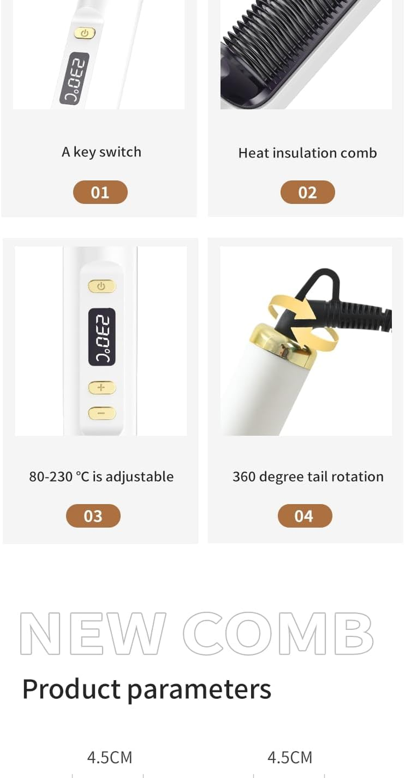 NEW Hair Straightener Men Beard Comb Tourmaline Ceramic Hair Curler Brush Hair Comb Straighteners Curling Hair Iron Hair Brush image number 2