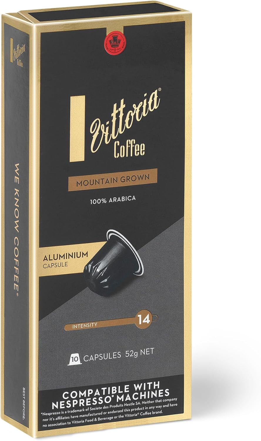 Vittoria Coffee 100% Arabica Mountain Grown Nespresso Compatible Aluminium Capsules 52G (6 Packs X 10 Pods) image number 4