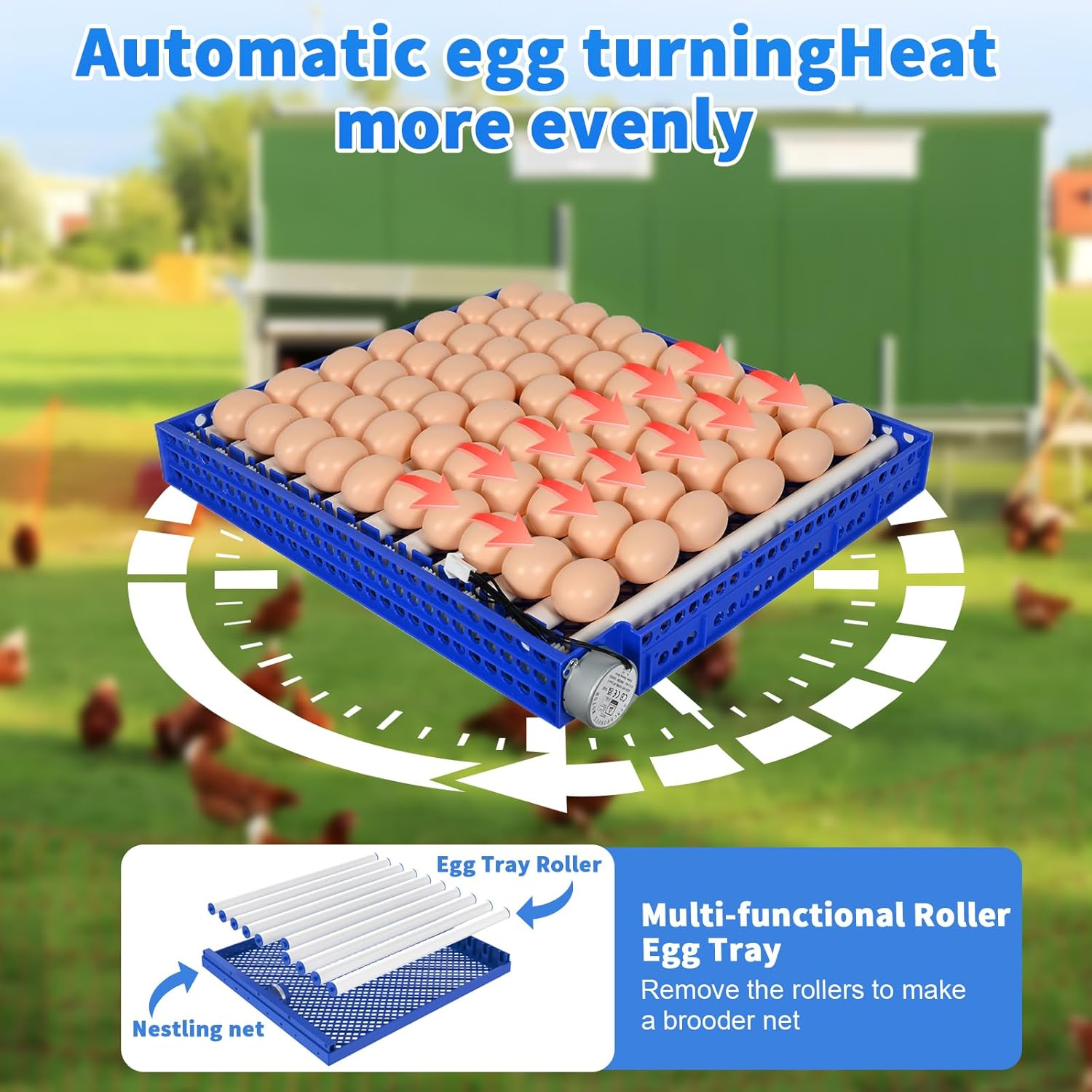 CHAOFLIGHT Egg Incubators, Automatic Incubator Machine with Built-In Egg Turner and Lntelligent Temperature Controller & Humidity Monitoring, for Chick Fry, Duck, Goose, Pigeon, Parrot (272 Eggs)
