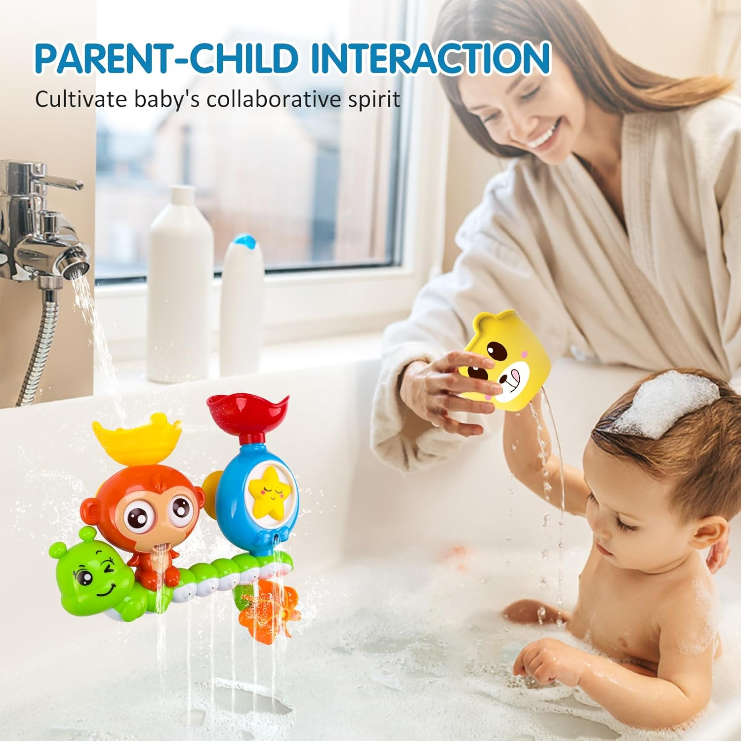 REMOKING Bath Toys for Kids 3 4 5 6 Year Old,Toddler Bath Tub Toys for Baby Infant Boys Girls,Interactive Water Game,Stem Kit Birthday Gift for Boys Girls Bath Time Fun image number 3