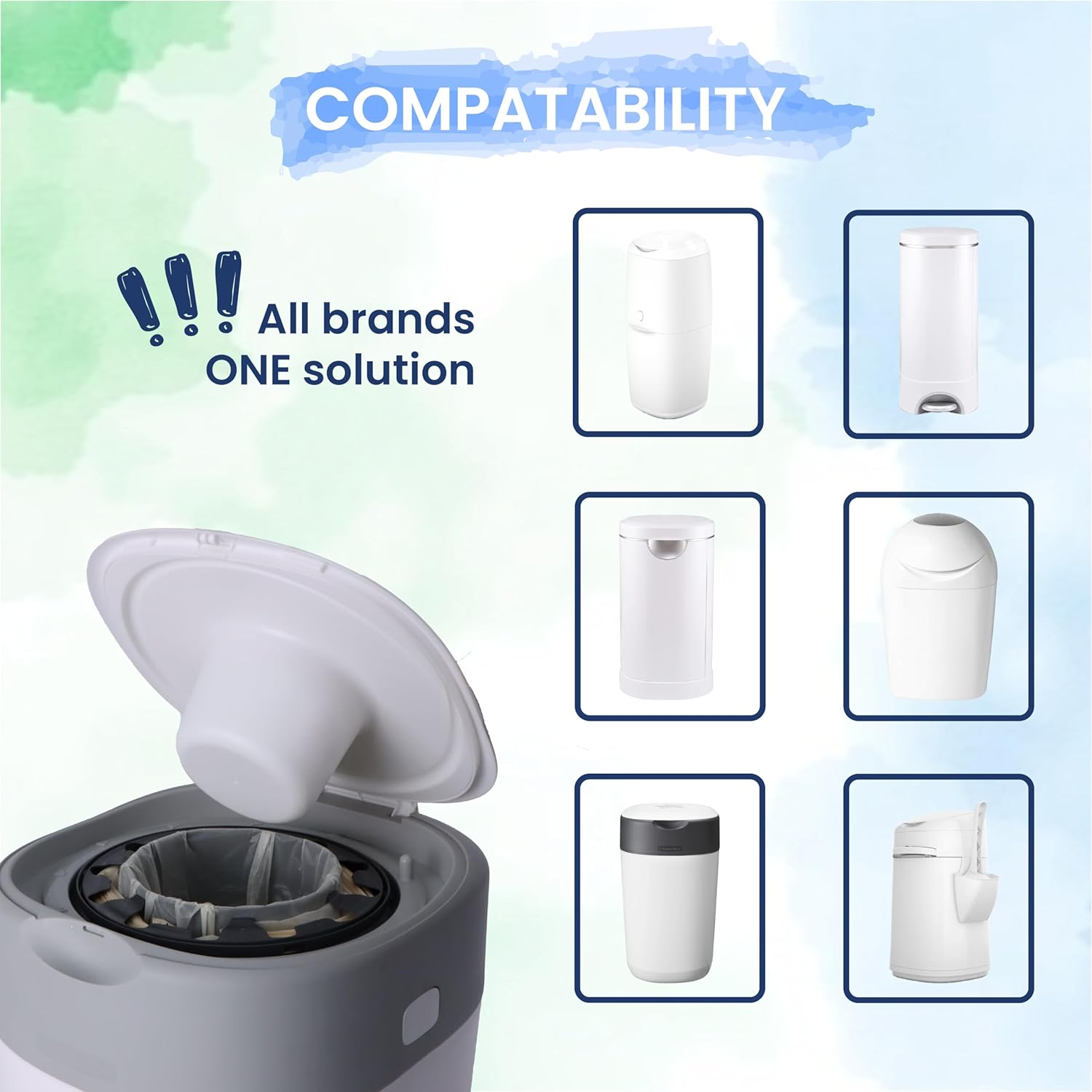 SNAPR 8-Pack 6M Nappy Bin Refill Compatible with Tommee Tippee Twist & Click - Recyclable Multilayer - Lemon Scented for Odor Lock - Holds 200+ Nappies (Beige, 8) image number 1