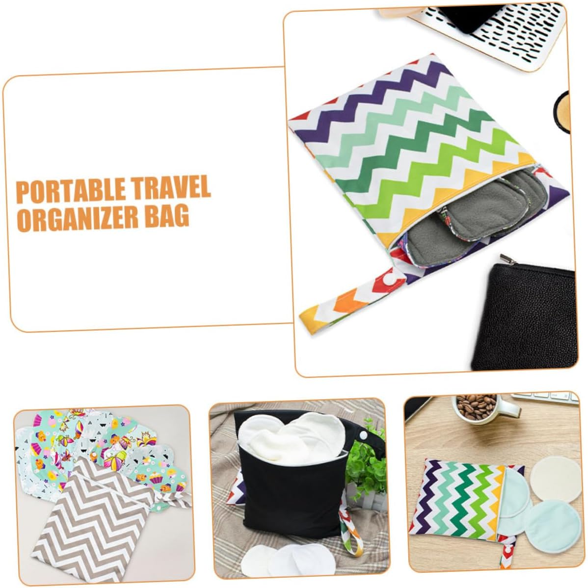 3Pcs Portable Diaper Bag Reusable Zipper Pouches for Boy Girl Supplies Convenient Storage for Wet Dry Diapers for Outdoor Travel Organizing