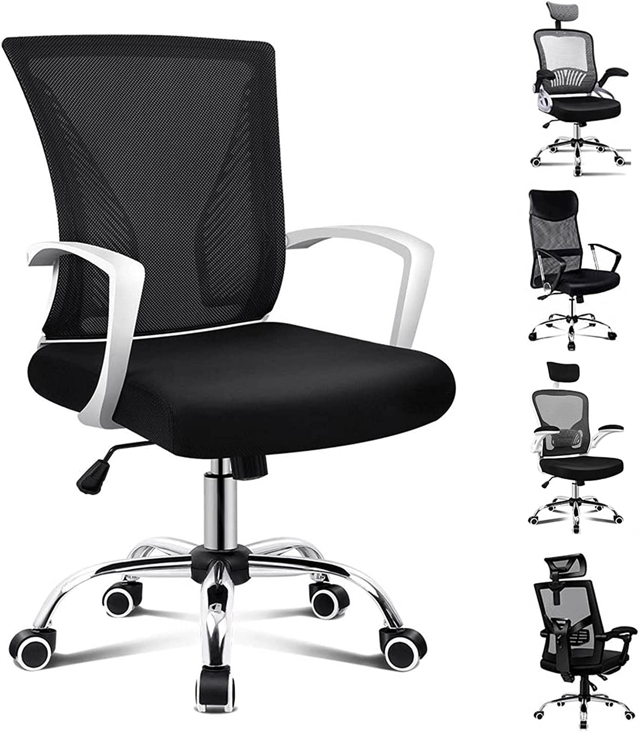 ALFORDSON Mesh Office Chair with Sgs-Approved Gas-Lift and 120&deg; Tilt, Mid Back Executive Computer Desk Chair, Fabric Seat Gaming Racing Chair, Max 180Kg Loading(Ford Black) - Fina All Black image number 4