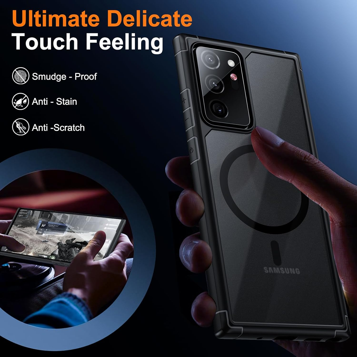 Guizzcg for Samsung Galaxy Note 20 Ultra Magnetic Case - [Compatible with Magsafe Accessory][Military Drop Protection] Soft TPU Bumper + Translucent Matte Back Cover for Note 20 Ultra, Matte Black image number 4