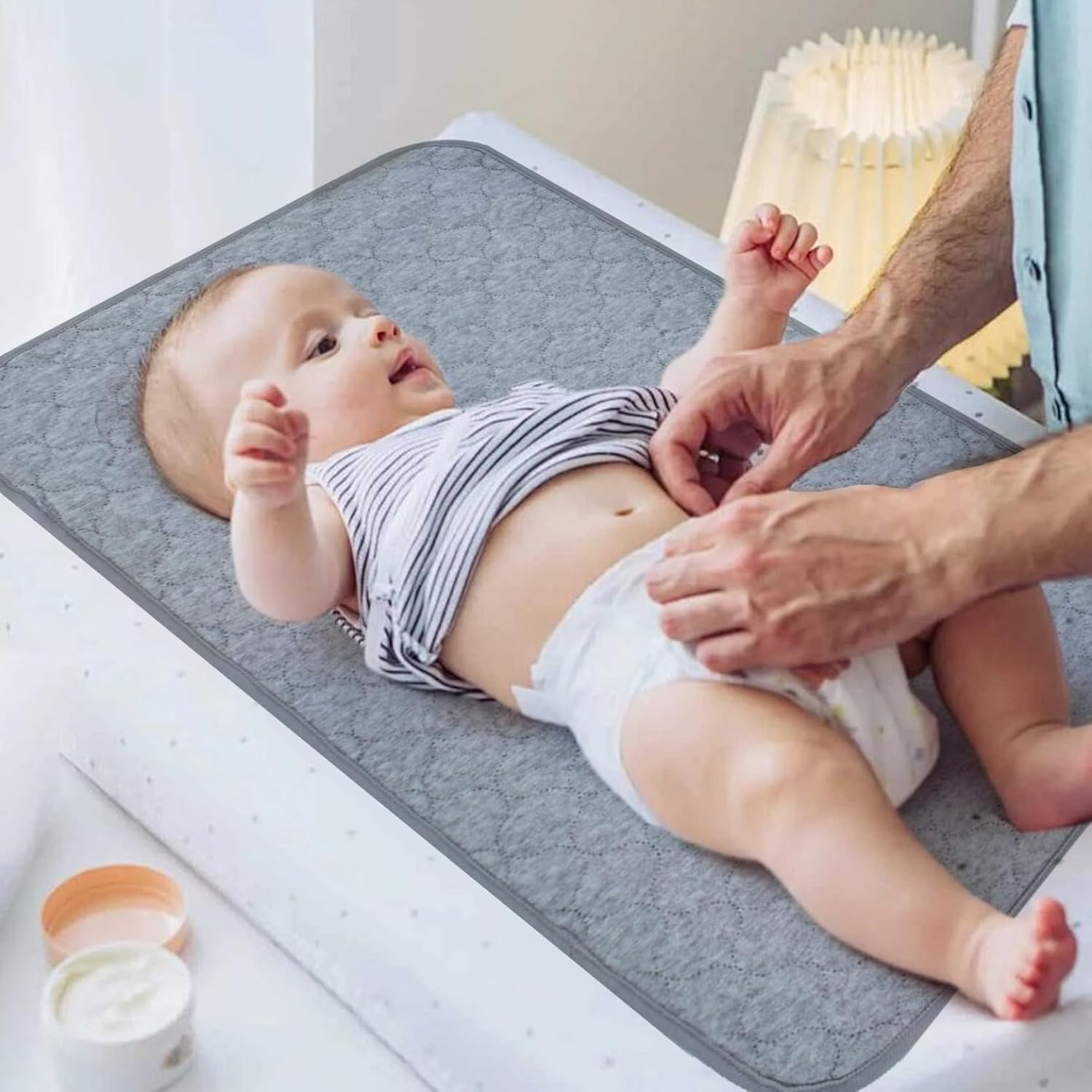 3PCS Portable Diaper Changing Pad 27X14 Inch Waterproof Changing Pad Liners, Washable Reusable Foldable Baby Mat Sheet for Home Travel image number 5