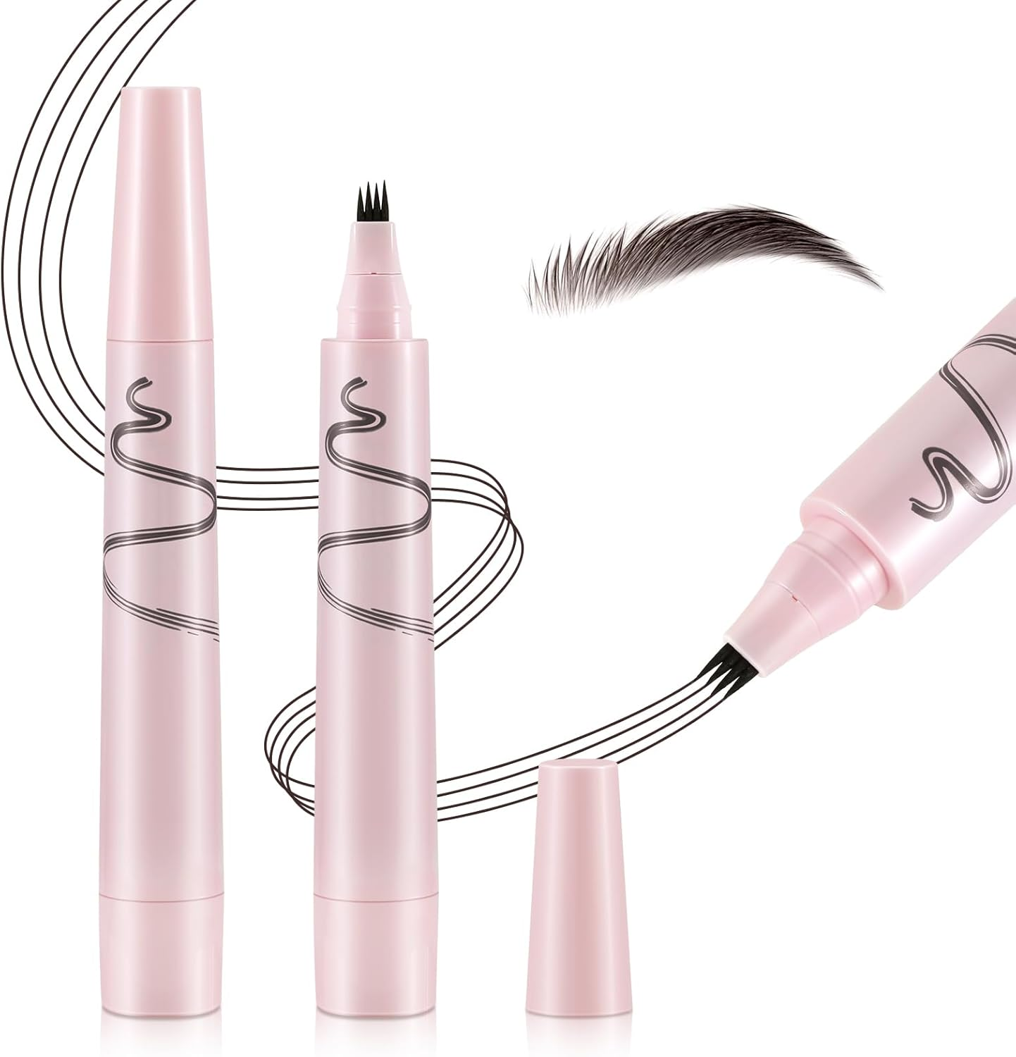 Apooliy Waterproof Eyebrow Pencil Microblading Liquid Brow Pen,Micro 4 Point Eyebrow Tint, Eyebrow Gel Long-Lasting,Creates Natural Brows Dark Brown