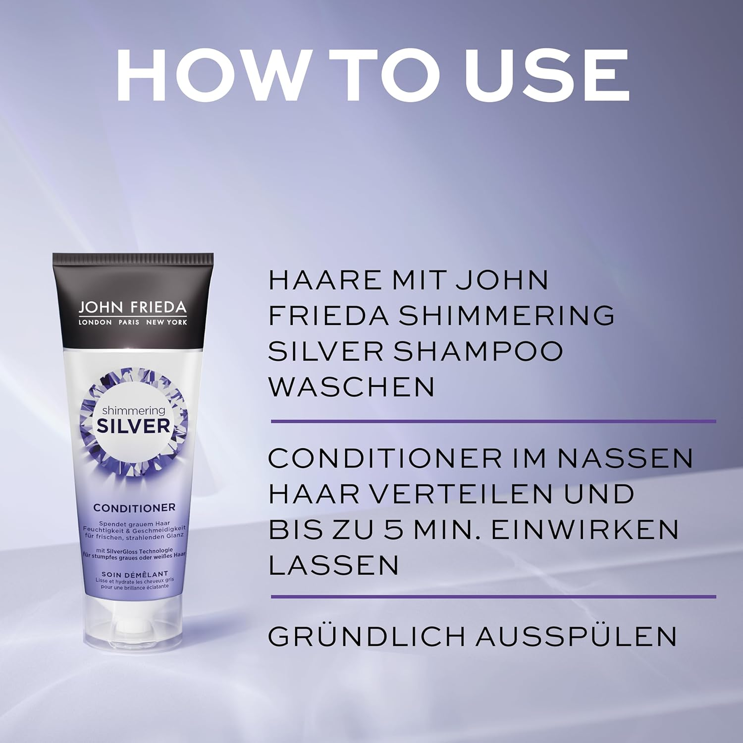 John Frieda Shimmering Silver Conditioner &ndash; Conditioner &ndash; Volume: 250 Ml &ndash; Moisturises Grey Hair