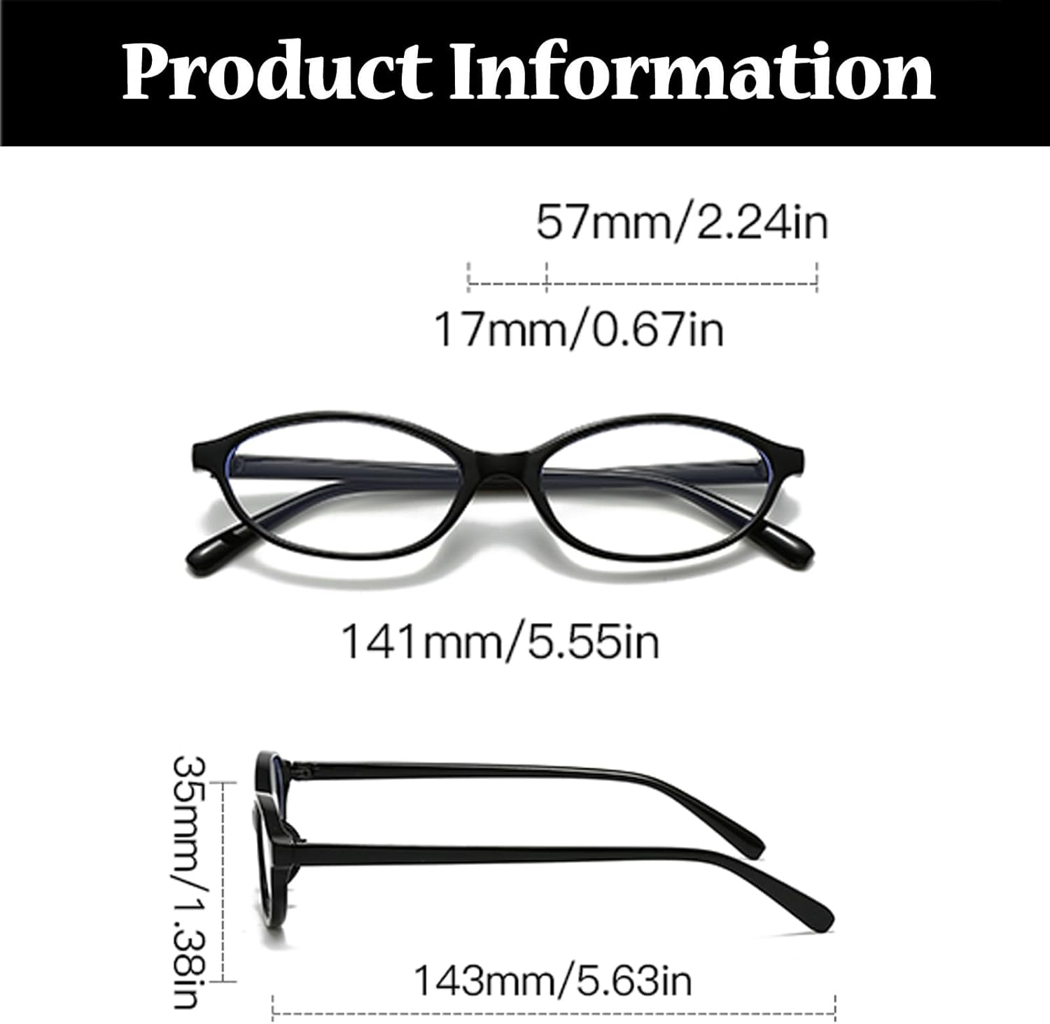LJCZKA Oval Blue Light Blocking Glasses for Women Men Retro Small Oval Frame Y2K Cat Eye Computer Eyeglasses Clear Lens image number 2