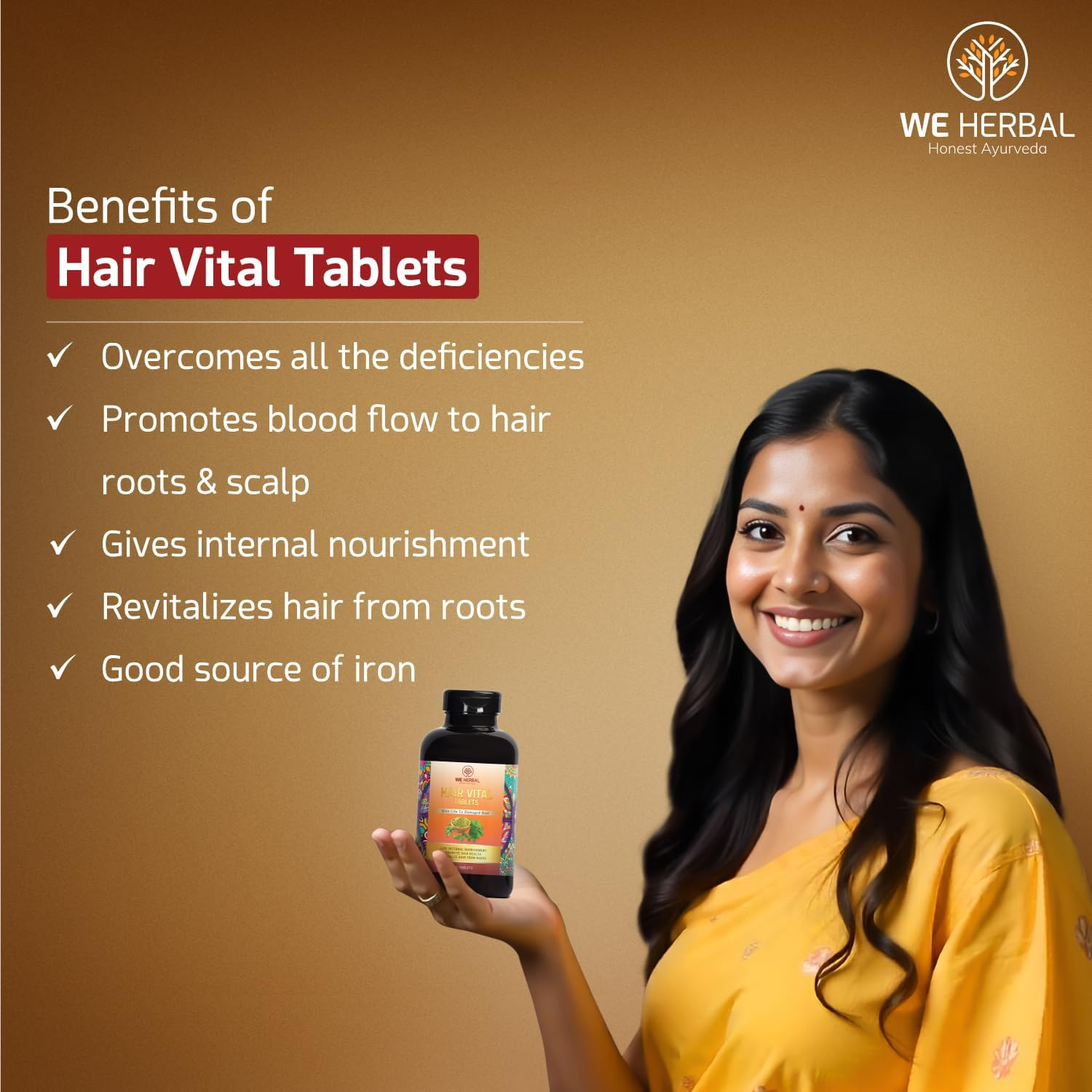Hair Vital Tablets &ndash; Promotes Hair Growth, Reduces Hair Fall, Improves Hair Health, 120 Tablets image number 2