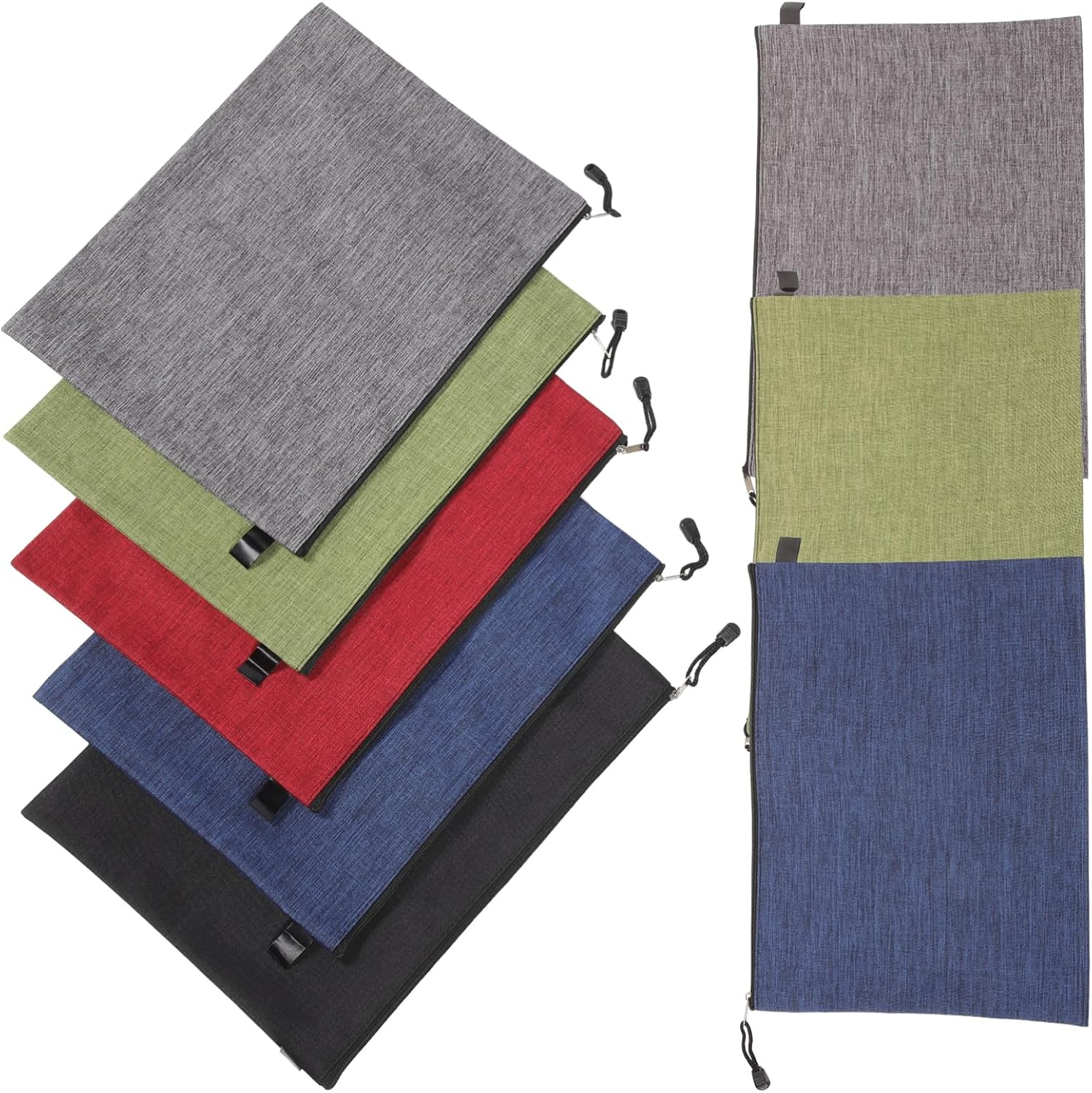 SHOWERORO 8Pcs B4 File Pockets Zipper Stationery Organizer Oxford Cloth Document Bag Portable File Bag for School Office image number 2