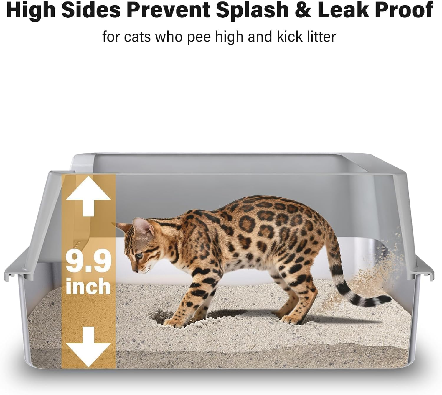 Stainless Steel Litter Box, XL Metal Cat Litter Box with Lid, Extra Large Cat Litter Boxes for Big Cats with High Sides, Easy Cleaning, Non Stick, No Smell, Include Scoop and Mat image number 2