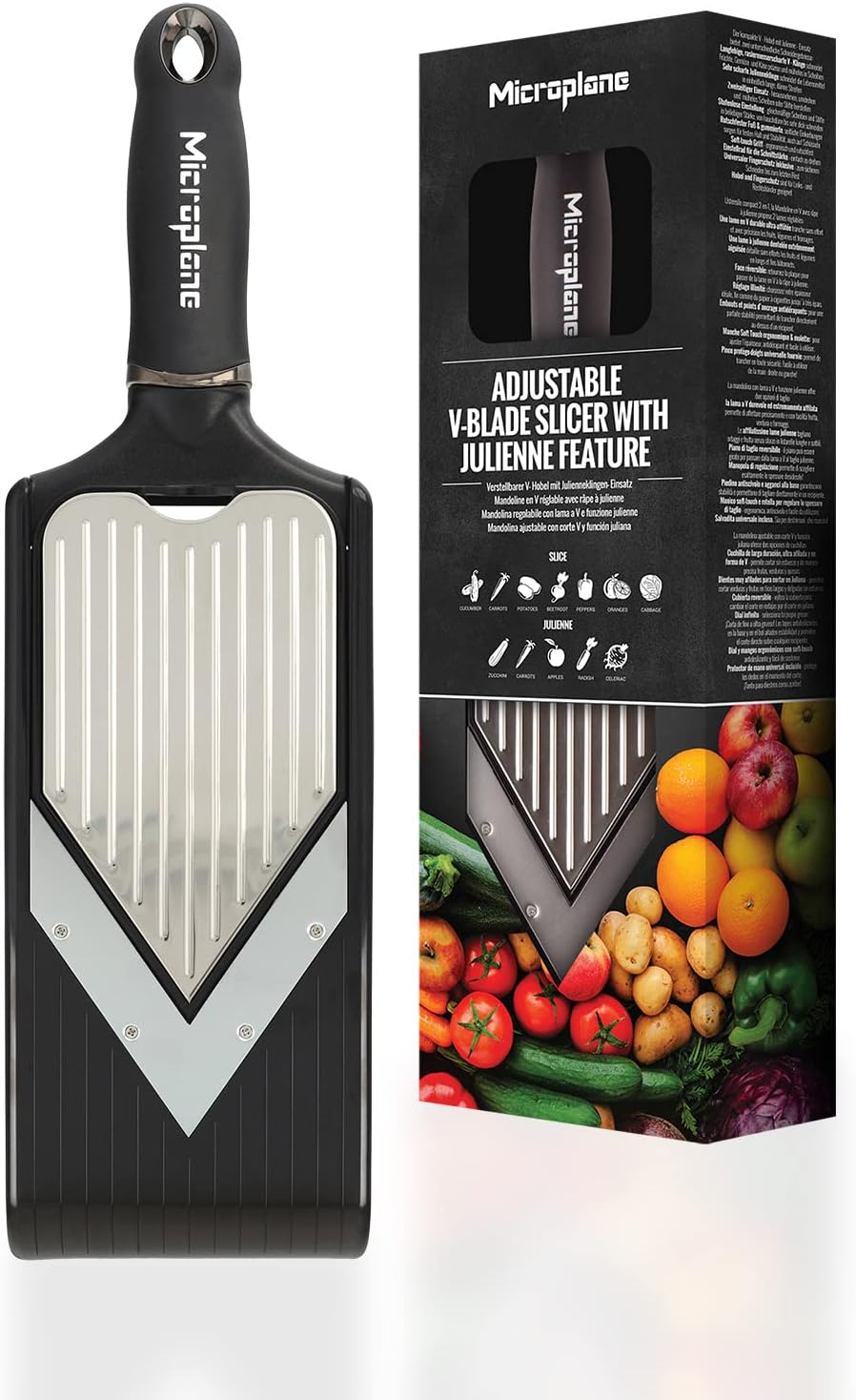 Microplane Adjustable V-Blade Slicer with Julienne Feature Stainless Steel/Black image number 2