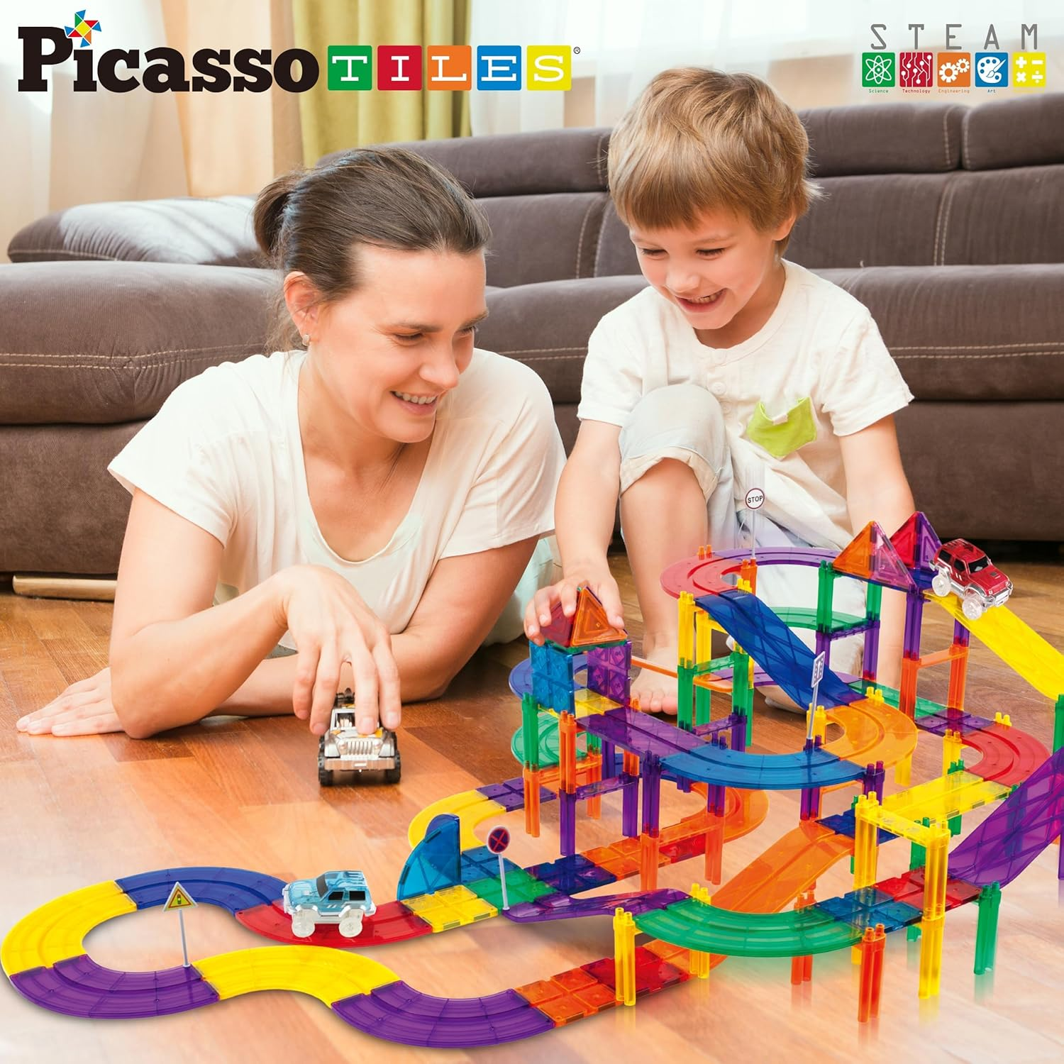 Picassotiles 12 Piece Support Column Expansion Supporting Pack for Magnetic Race Cartrack Magnet Tile Building Block Construction Kit Education Toy Boys Girls STEM Puzzle Toy Kids Boy Girl Toddler 3 image number 4