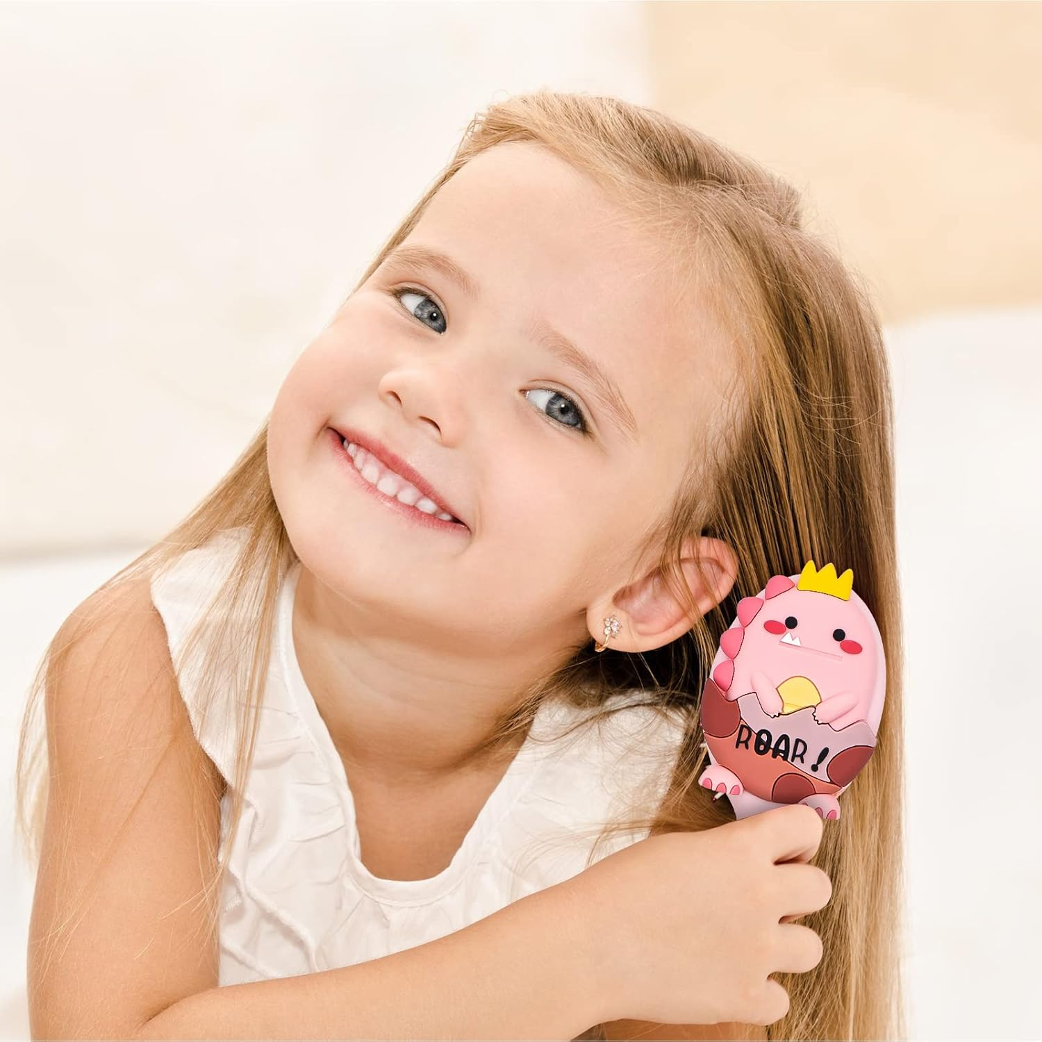 Toddler Detangler Massage Hair Brush with Air Cushion for Thin Kids Hair - Pink - 2.Pink image number 2
