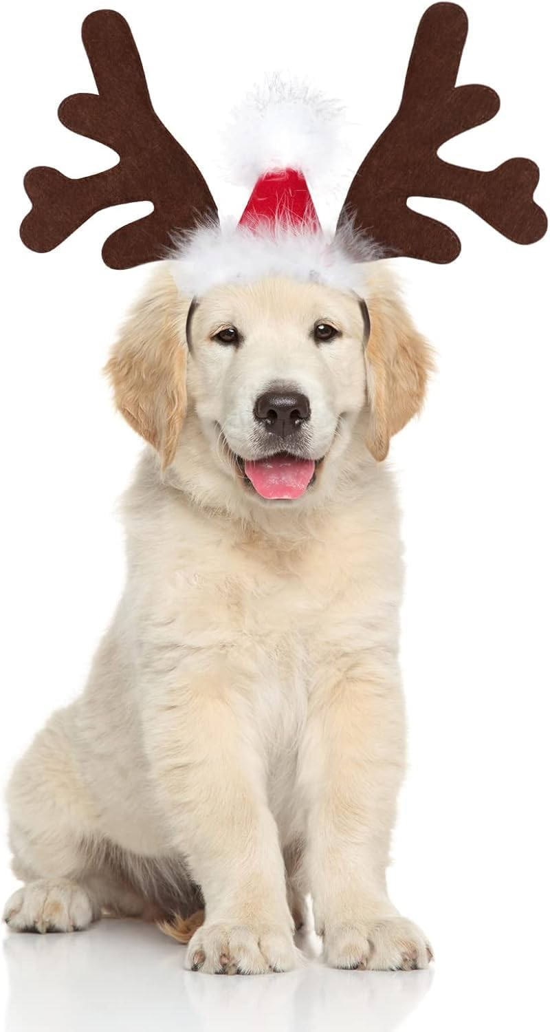 Dog Reindeer Antlers, Dog Headband, Christmas Antlers for Dog and Cats, Reindeer Antler Headband for Pet Christmas Costume Pet Elk Headwear for Dogs Cats Pets Xmas Party Supplies (Brown) image number 2
