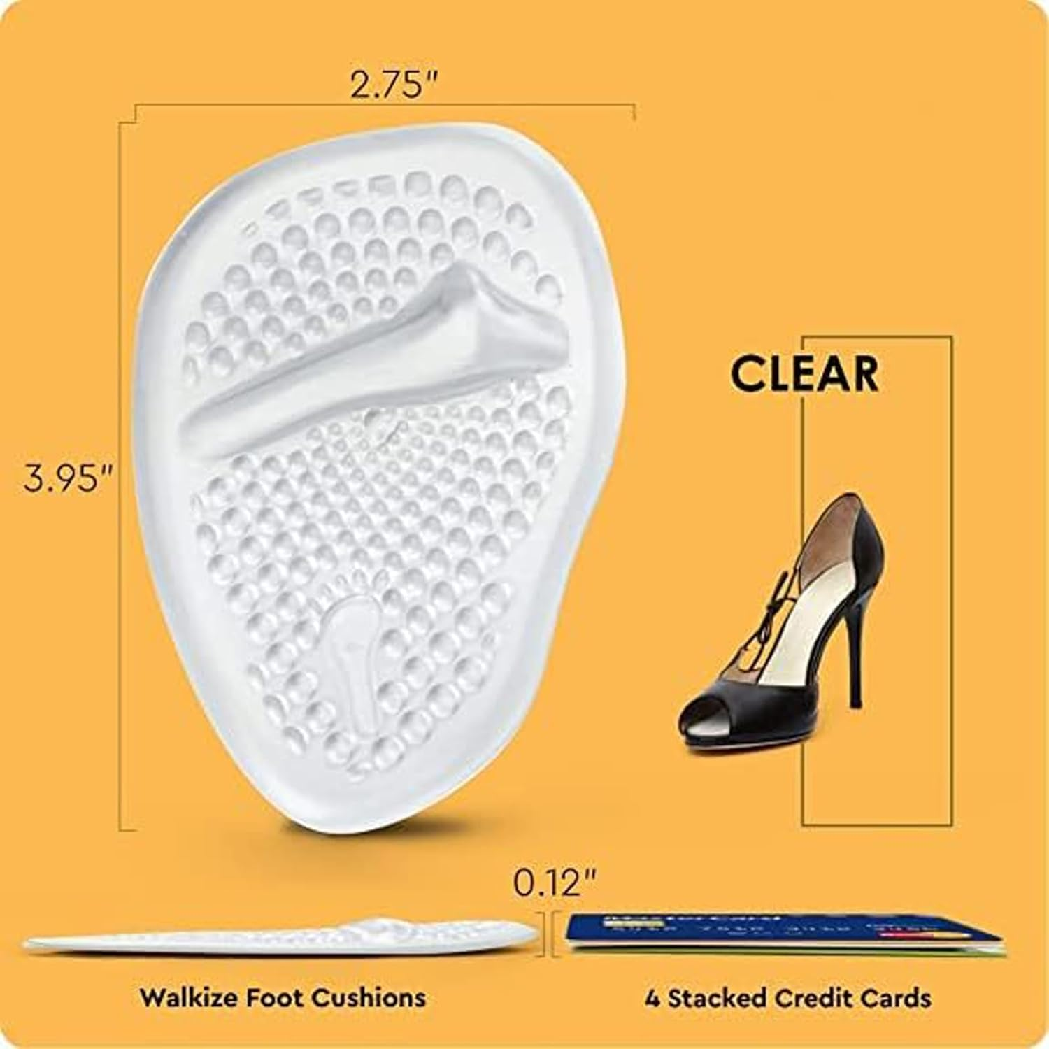 Metatarsal Pads Women | Heel Inserts for Women | Ball of Foot Cushions for Women High Heel (2 Pairs Foot Pads) - Helps with Pain Instantly - One Size Fits Shoe Inserts for Women (Clear) - Clear image number 6