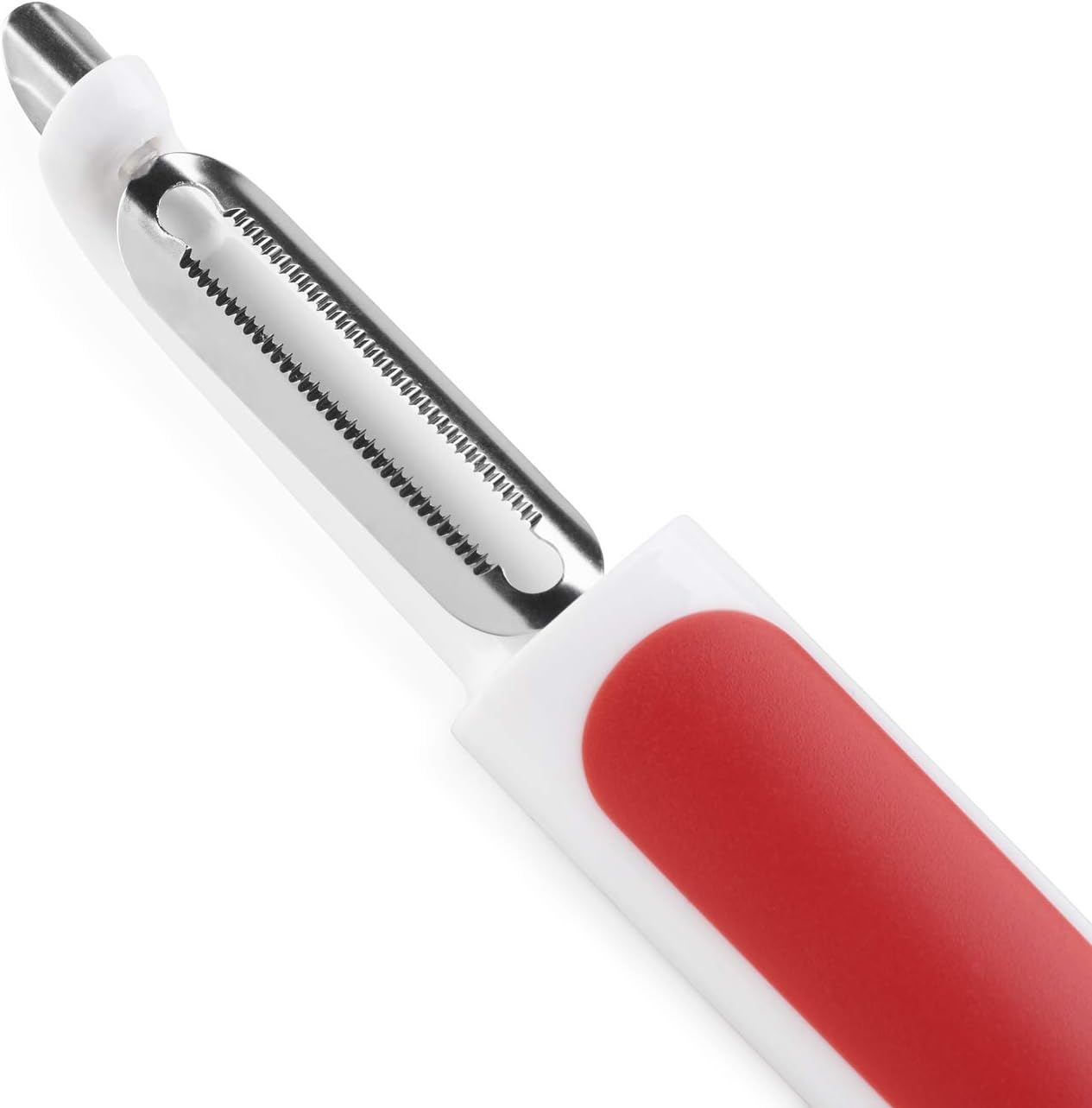Zyliss Vegetable Peeler | Smooth Glide Swivel Potato Peeler with De-Eyeing Cutting Tip | Comfortable Ergonomic Handle | Stainless Steel Sharp Blade | 2.5 X 9.5 X 26 Cm | White/Red image number 2