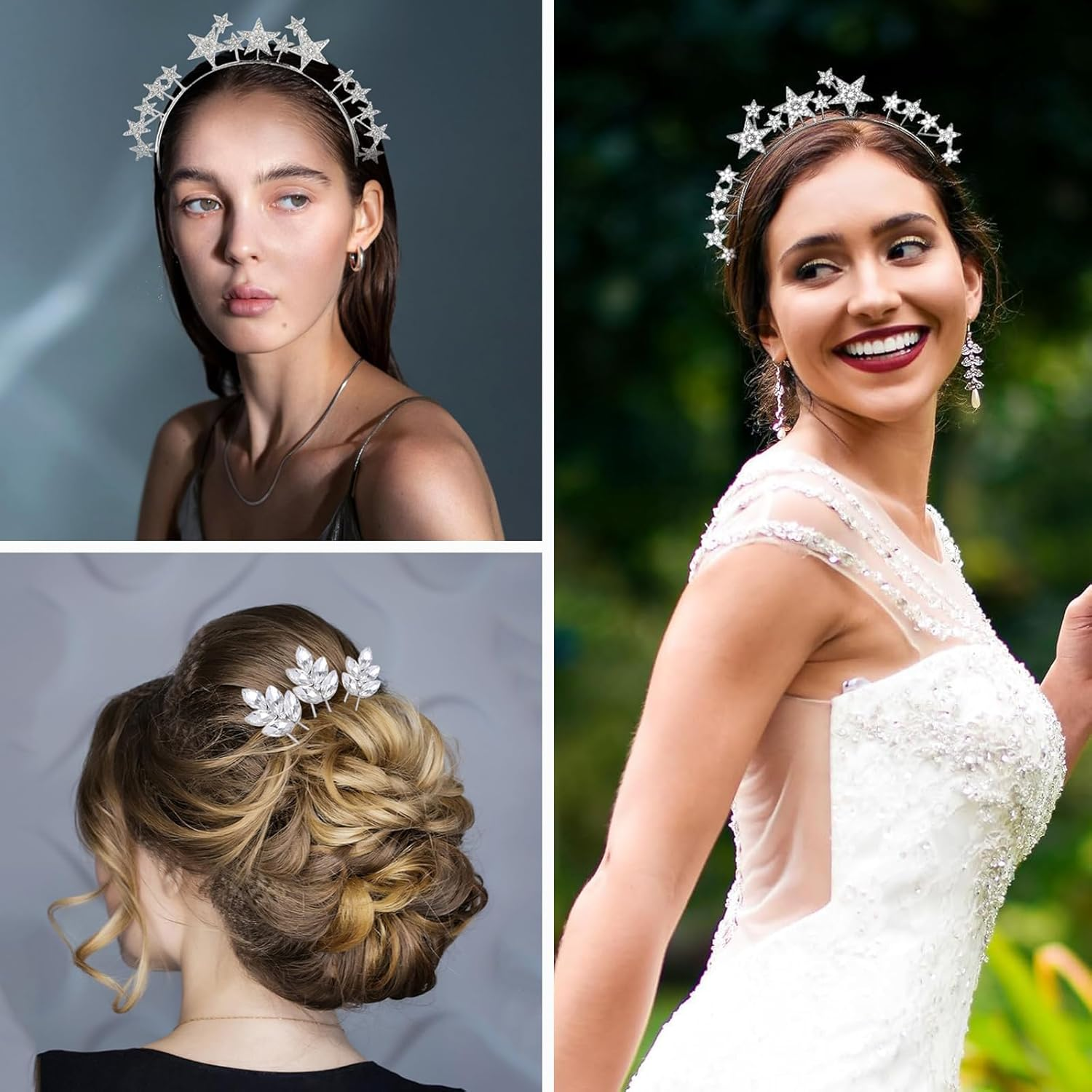 RTRTGS Star Headband Rhinestone Hair Band Carnival, Hair Band Stars, Crown with Haly Layer, Headband Sun Rays, Goddess Hair for Wedding Christmas - Headpiece for Women and Girls image number 6