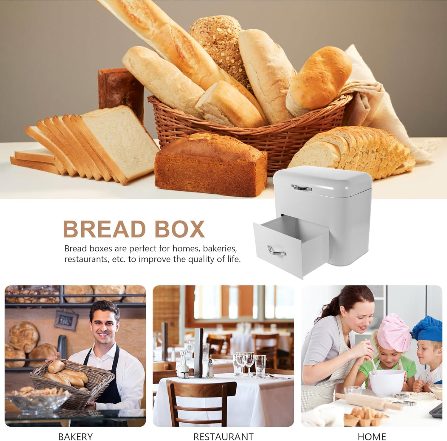 STOBAZA Large Retro Bread Storage Container Versatile Kitchen Organizer for Homemade Bread Snacks More Spacious Design for Countertop Use for Home Bakery Storage