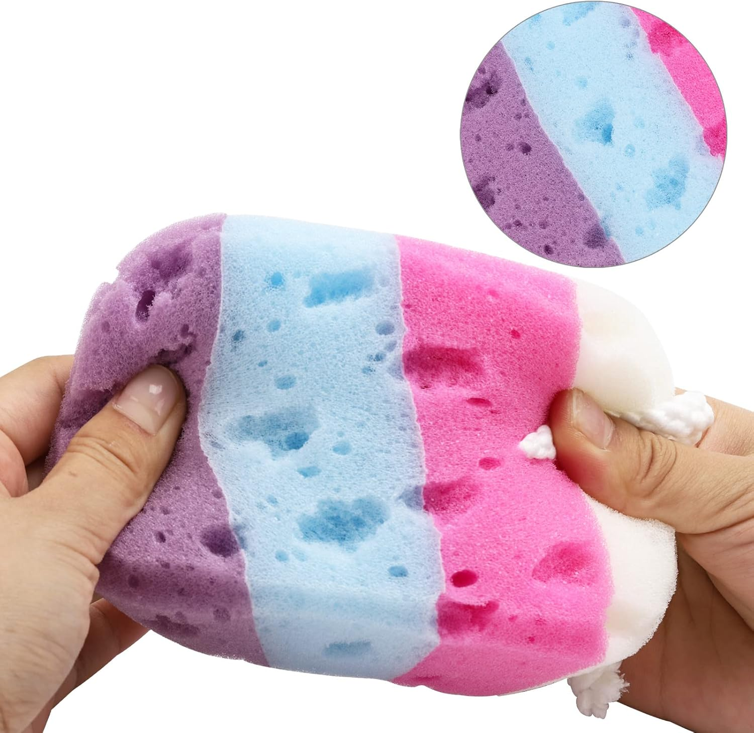 BTYMS 3 Pieces Exfoliating Bath Sponge Body Sponges Shower Loofah Soft Bathing Pouf Foam Lufa Body Scrubber image number 3