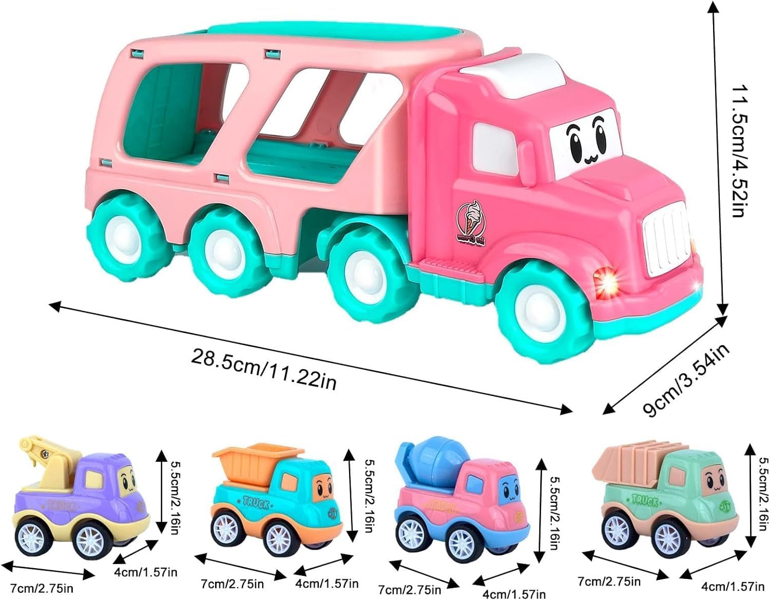 1 2 3 4 5 Years Old Trucks Toys| Truck Toy with Sound| Interactive Toys Truck with Sounds, Playground Car Trucks Toys, Girls Truck Toy with Sound Effects, Vehicle Toy for Young Girls image number 4