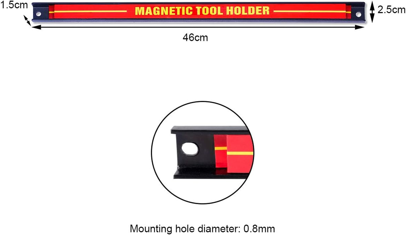 Costway Set of 3 Magnetic Tool Holder Bars, 3 PCS Metal Magnet Tool Strips, Tool Racks, Heavy-Duty Hardware Organizer Set, Measures 46 Cm in Length, Space-Saving & Strong with Wall Mounting Screws, Great for Knife, Wrench, Utensils, Garage Workshop Home image number 5