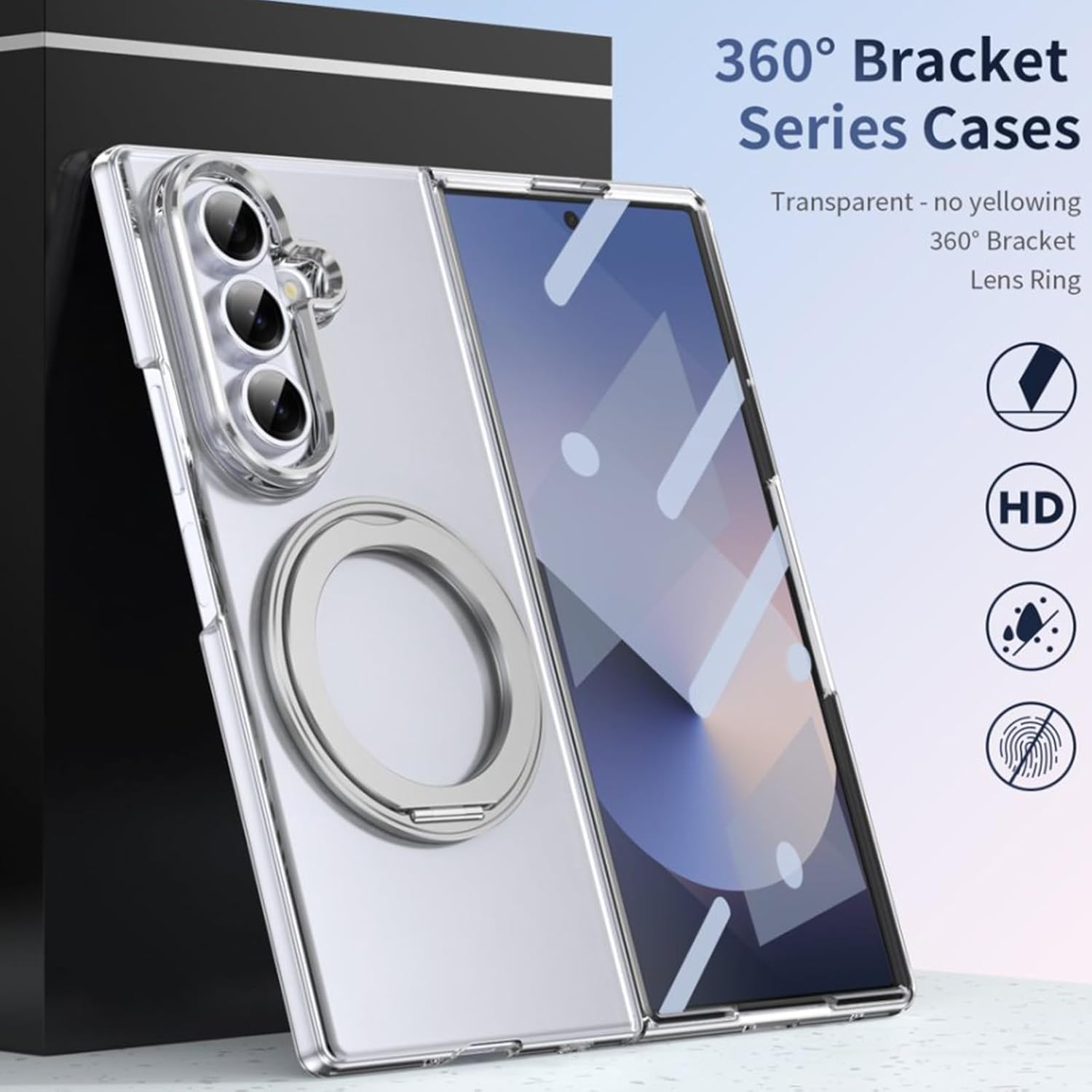 RUNGOS 360&deg;Rotatable Ring for Samsung Z Fold 7 Case Magsafe, with Stand [Strong Magnet] [With Screen Protector] for Samsung Galaxy Z Fold 7 Case Phone Kickstand, Shockproof Magnetic Cover Sturdy 2025