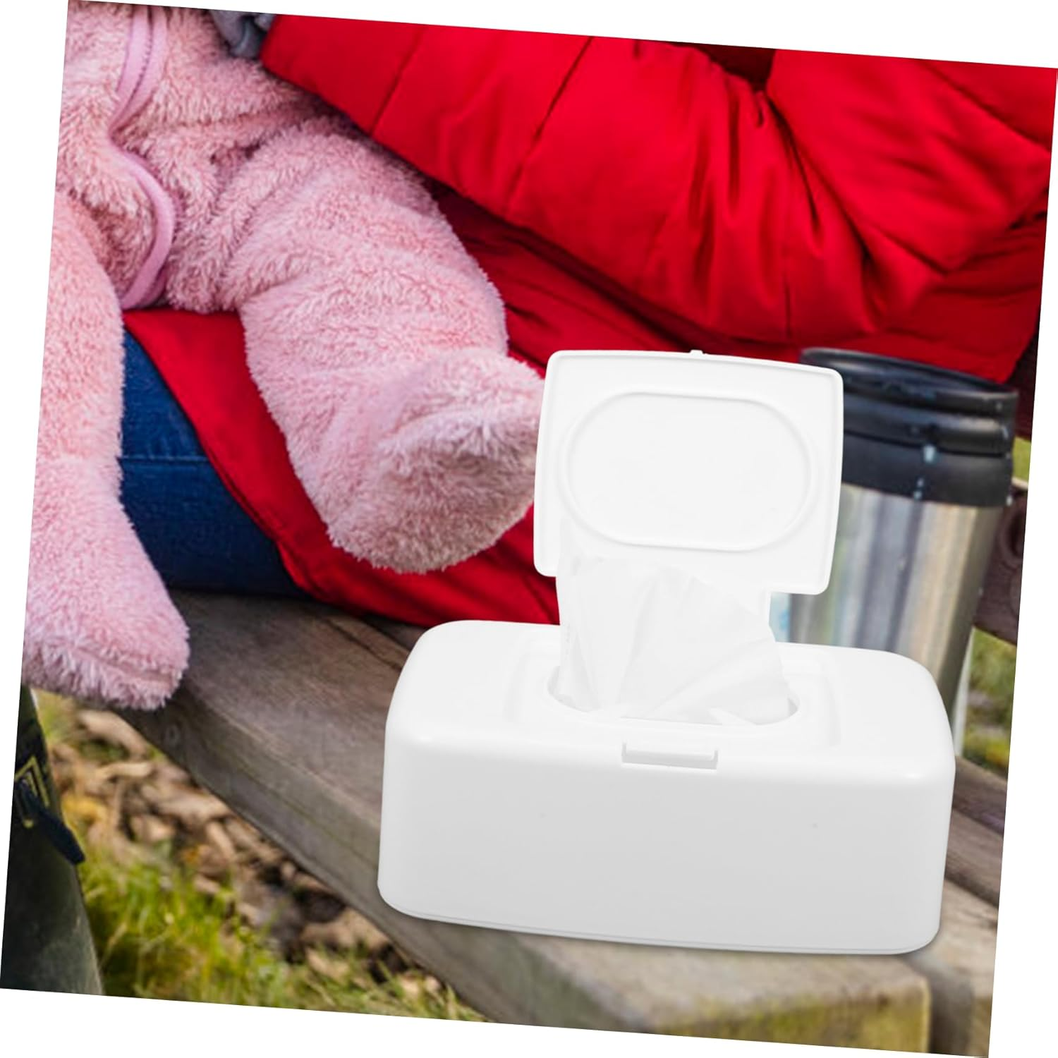 Wipes Dispenser Box Plastic White Lid Adjustable Household Infant Wipes Holder Suitable for Living Room Bedroom Nursery Travel image number 4