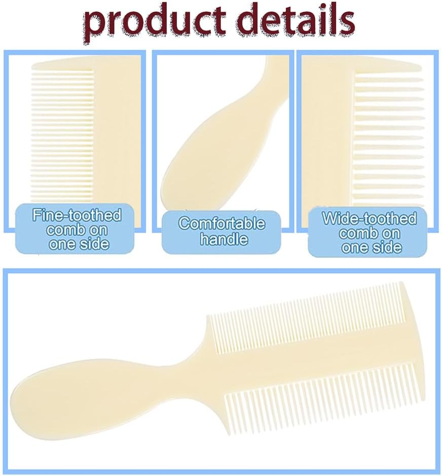 Kuskins 3 Pack Double Sided Baby Comb, Fine Tooth Lice & Dandruff Comb for Newborns, Adults & Pets, Hypoallergenic Rounded Teeth for Cradle Cap (Baby Shower Essential) image number 6