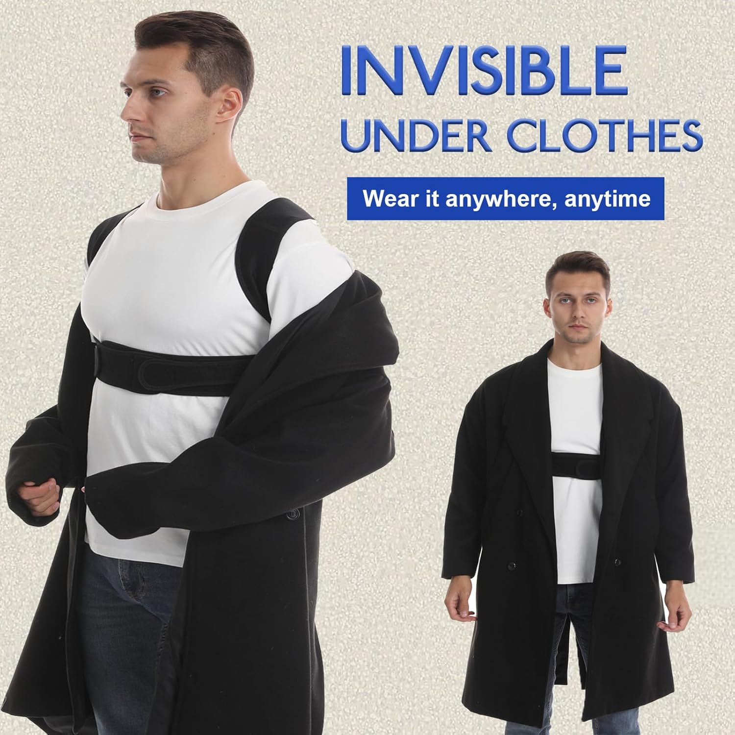 Paskyee Posture Corrector for Women and Men，Adjustable Back Brace for Scoliosis, Hunchback Correction, Back Pain, Spine Corrector, Invisible under Clothes Black L/XL image number 6