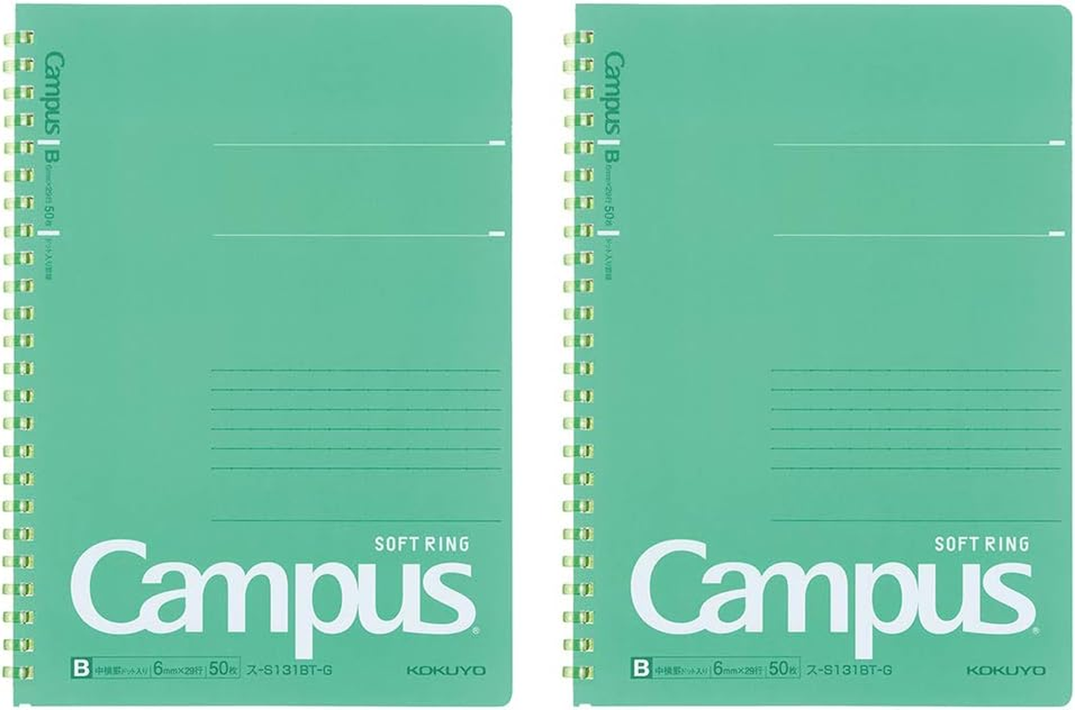 Kokuyo Campus Soft Ring Notebook, A5, B 6Mm Dot Ruled, 29 Lines, 50 Sheets, Pink, Set of 2, Japan Import (SU-S131BT-P)