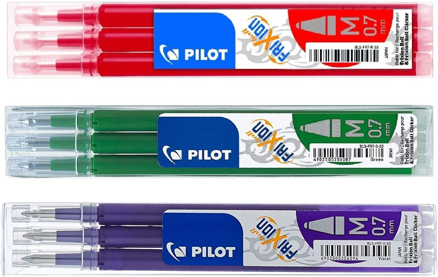 Pilot Frixion Erasable Pens Refill, 9 Refill Bundle Black Gel Ink Fine Point 07 (Black) image number 1