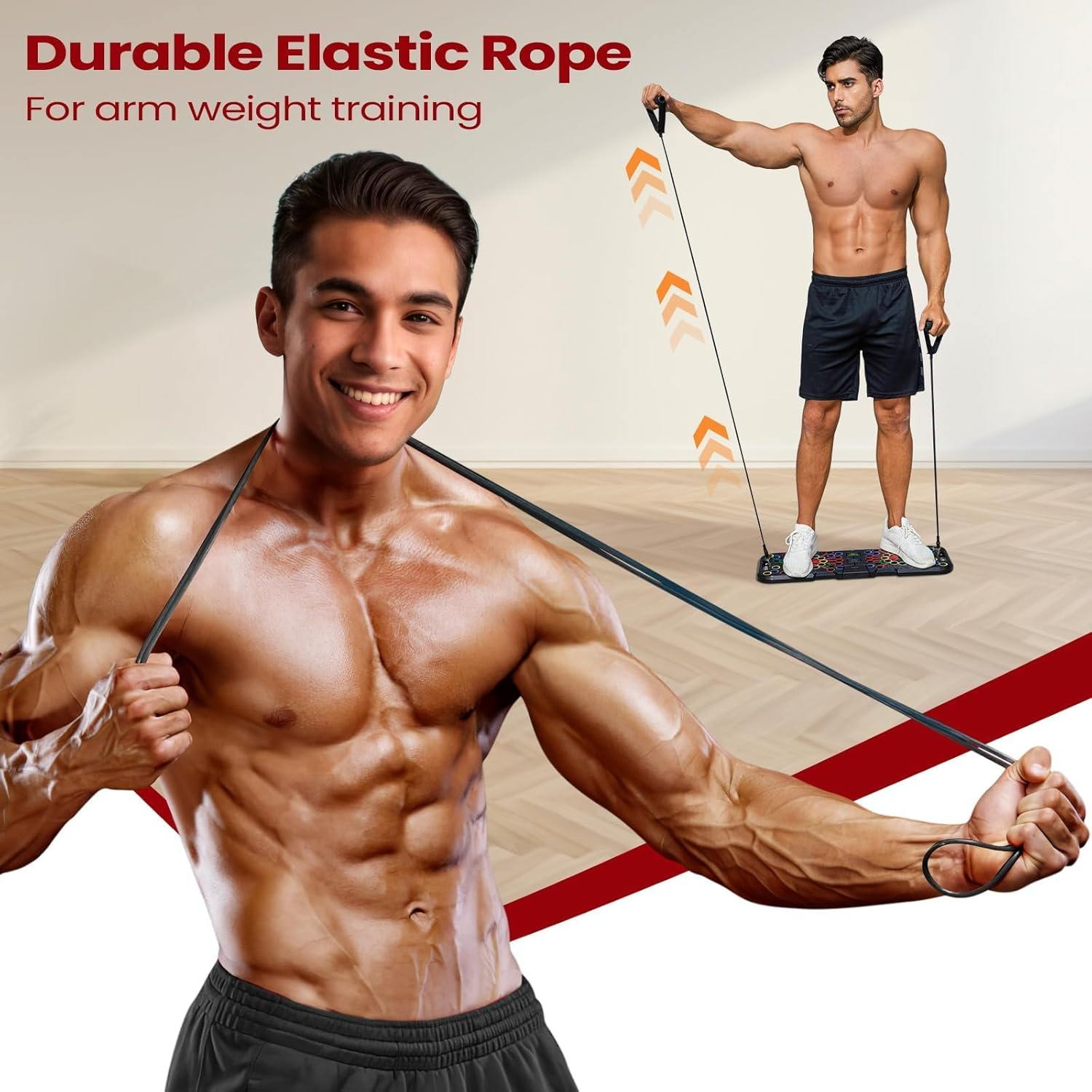 Solid Push up Board with Automatic Smart Counter, Foldable Board, 30-In-1 Push up Training System, Accessories with Pull up Band Professional Strength Training Equipment for Man and Women (Black 1)