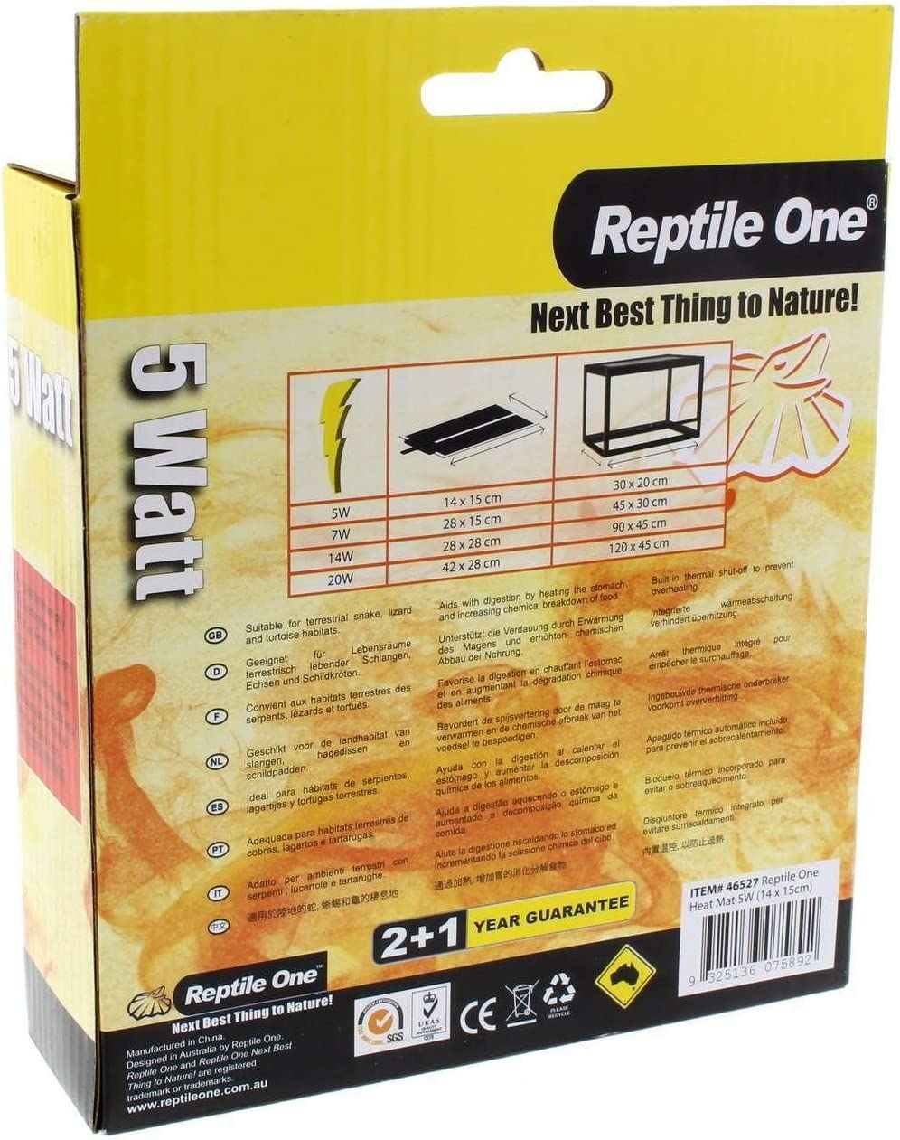 Heat Mat Reptile 5W 14 X 15Cm 240V Reptile One Safety Cut off Feature Thermal image number 6