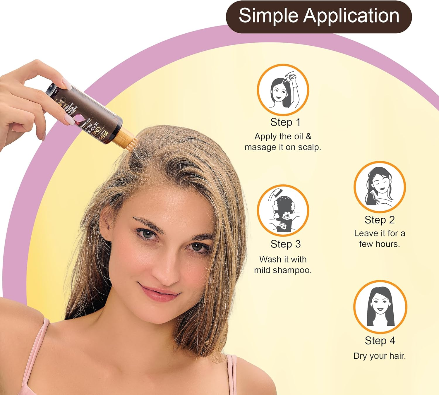 DR.RASHEL Onion Oil - Black Seed Onion Hair Oil with Comb Applicator - Controls Hair Fall - No Mineral Oil, Silicones & Paraben - 100 Ml