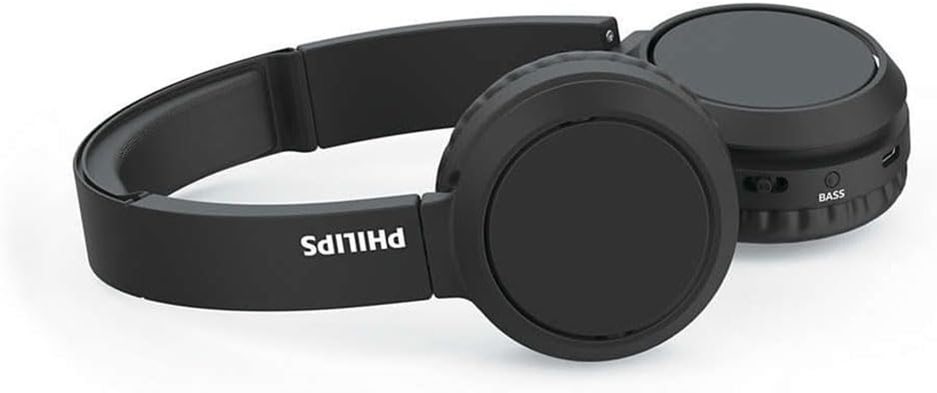 Philips On-Ear Headphones H4205BK/00 with Bass Boost Button (Bluetooth, 29 Hours' Playback Time, Quick Charging Feature, Noise Isolating, Flat Folding), Matte Black &ndash; 2020/2021 Model - Matte Black image number 5
