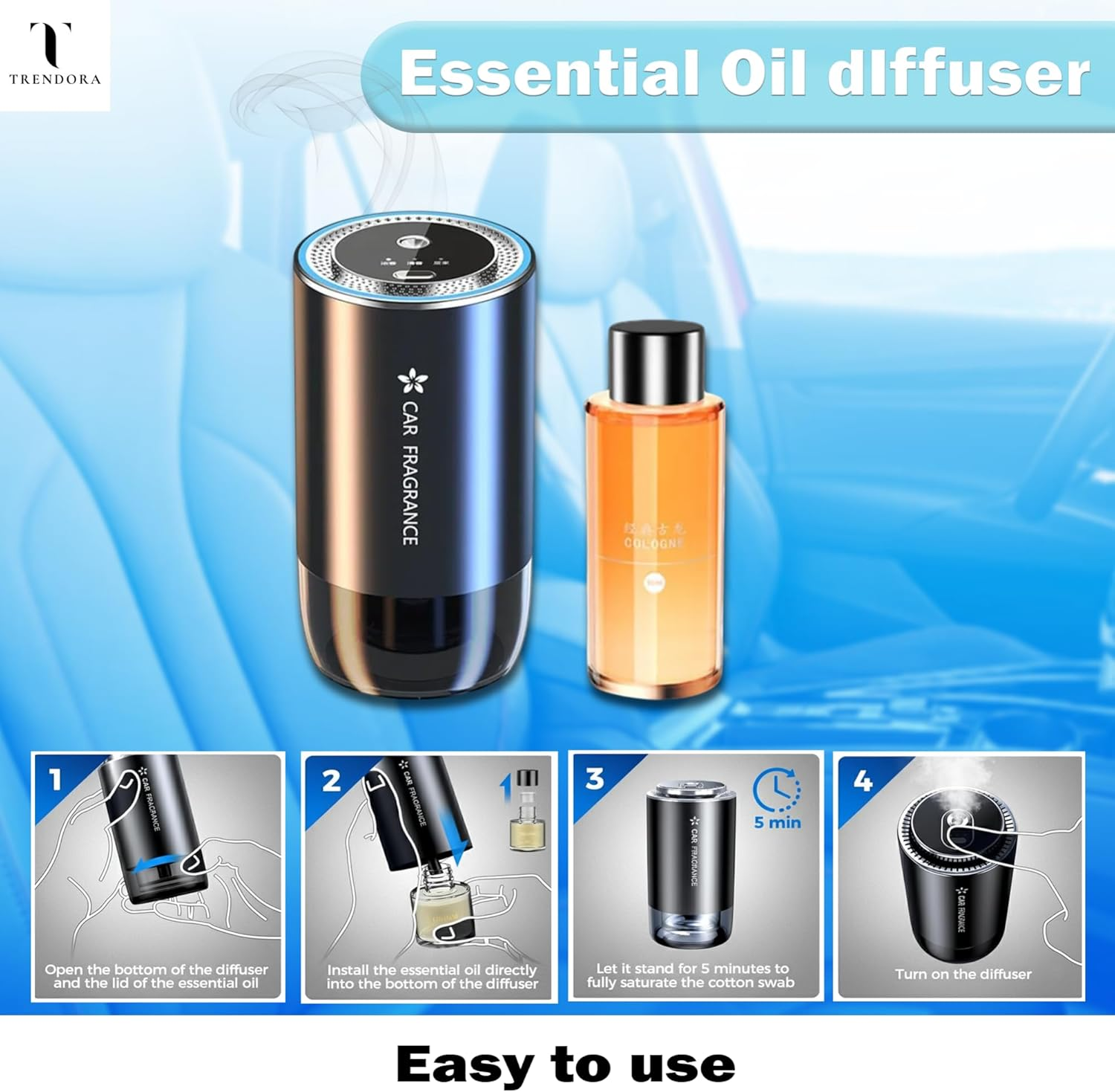 Essential Oil Diffuser &ndash; USB Rechargeable Aromatherapy Device with 3-Speed Mist Control | Sleek Aluminium Alloy + PC Body | Portable, Quiet & Compact for Home, Office, Car & Travel.