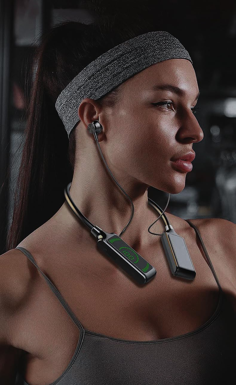 Foihletpath Sports Karaoke Bluetooth Earphones-Come with a Microphone, Bluetooth Neck Hanging Earbud Headset Faster, Waterproof for Sports Gym Daily Use and Live Broadcasting Audio (Blue) image number 5