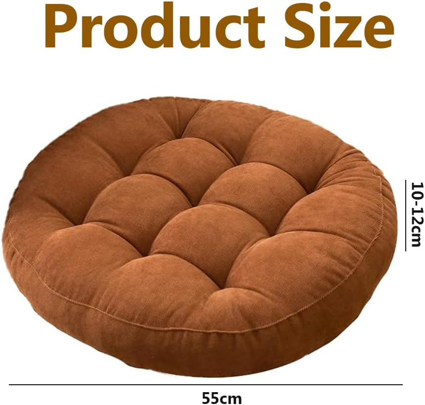 2 Pack Floor Pillow, round Seat Cushion, Floor Cushion Seating with Adults Kids, Tufted Corduroy Floor Cushions for Living Room Tatami,For Home,Bedroom (Coffee) - Coffee image number 4