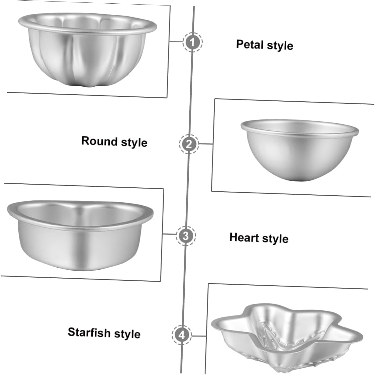 CIMAXIC 4Set Aluminum Alloy Bath Bomb Molds for Boys and Girls Adults Bath Salt Bomb Molds Baking image number 3