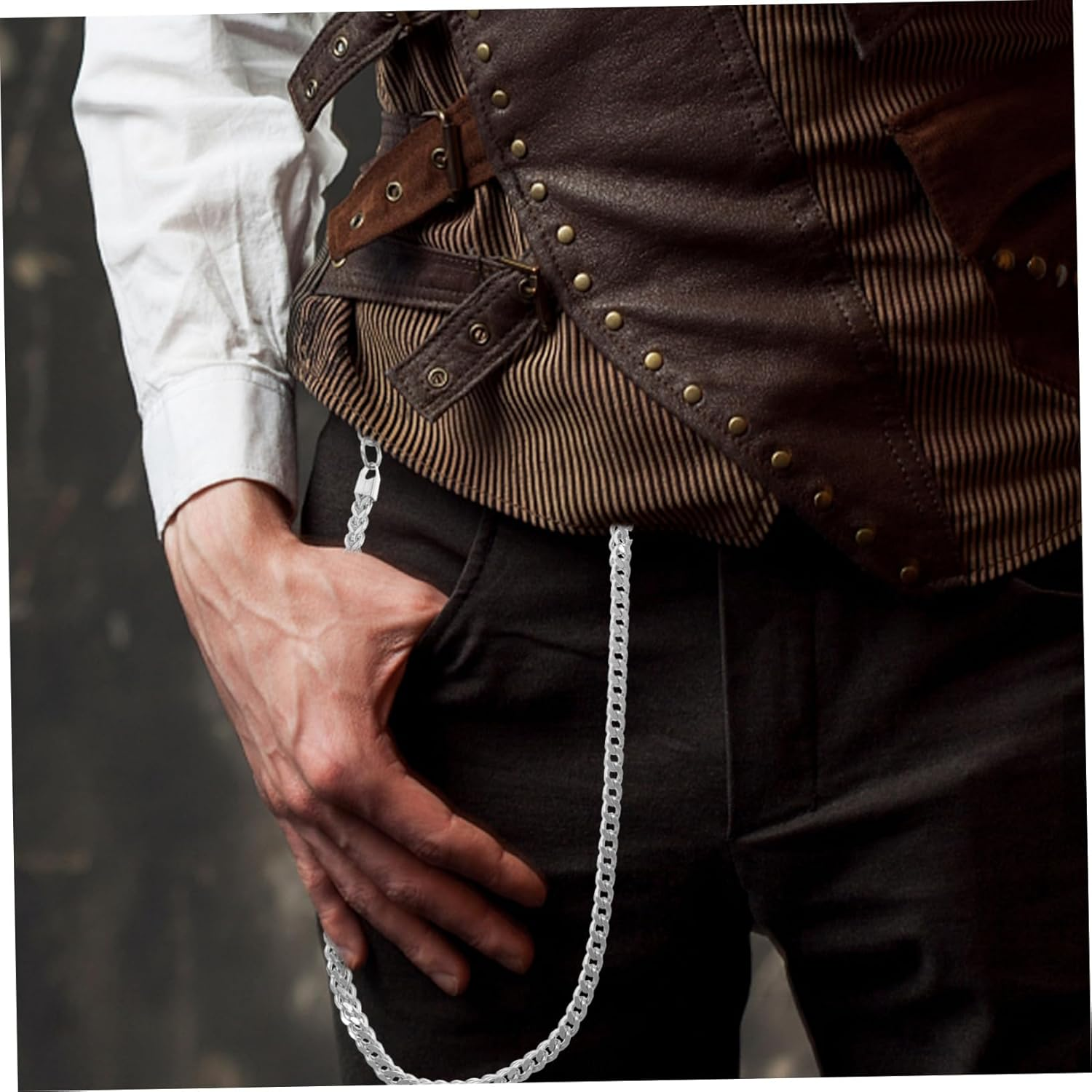 Tofficu Mens Pants Chain Sterling Silver Key Chain for Dance Boys Pocket Accessory image number 6