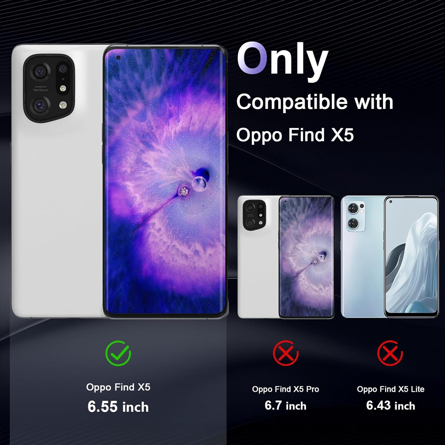 Liisooka Case for OPPO Find X5, Military Grade Drop Protection Phone Case, Yellowing Resistant, Anti-Scratch Hard PC Back, Shockproof Hard Ultra-Thin Protective Cover, Clear image number 6