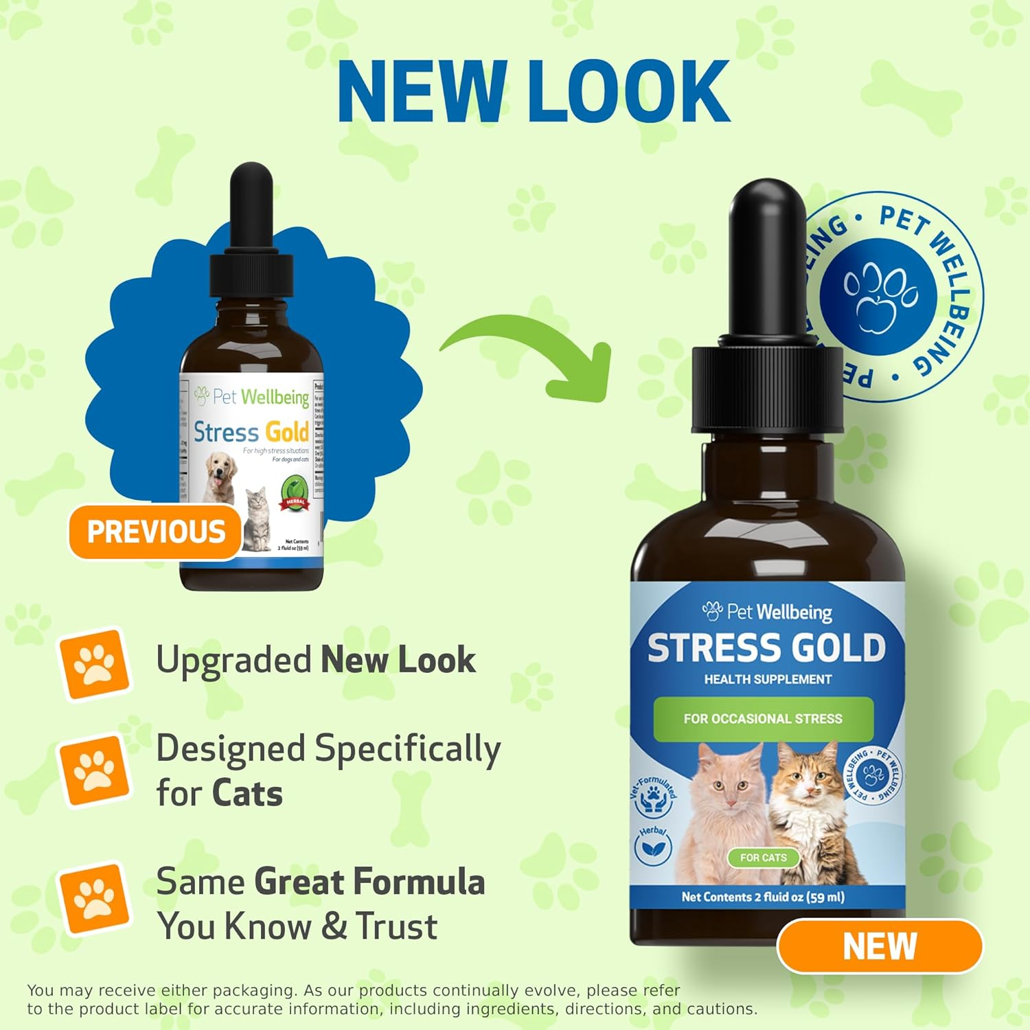 Pet Wellbeing Stress Gold for Cats - Occasional High Stress and Restlessness, Supports Relaxation, Travel, Vet Trips, Skullcap, Valerian - Veterinarian-Formulated Herbal Supplement 2 Oz (59 Ml) image number 2