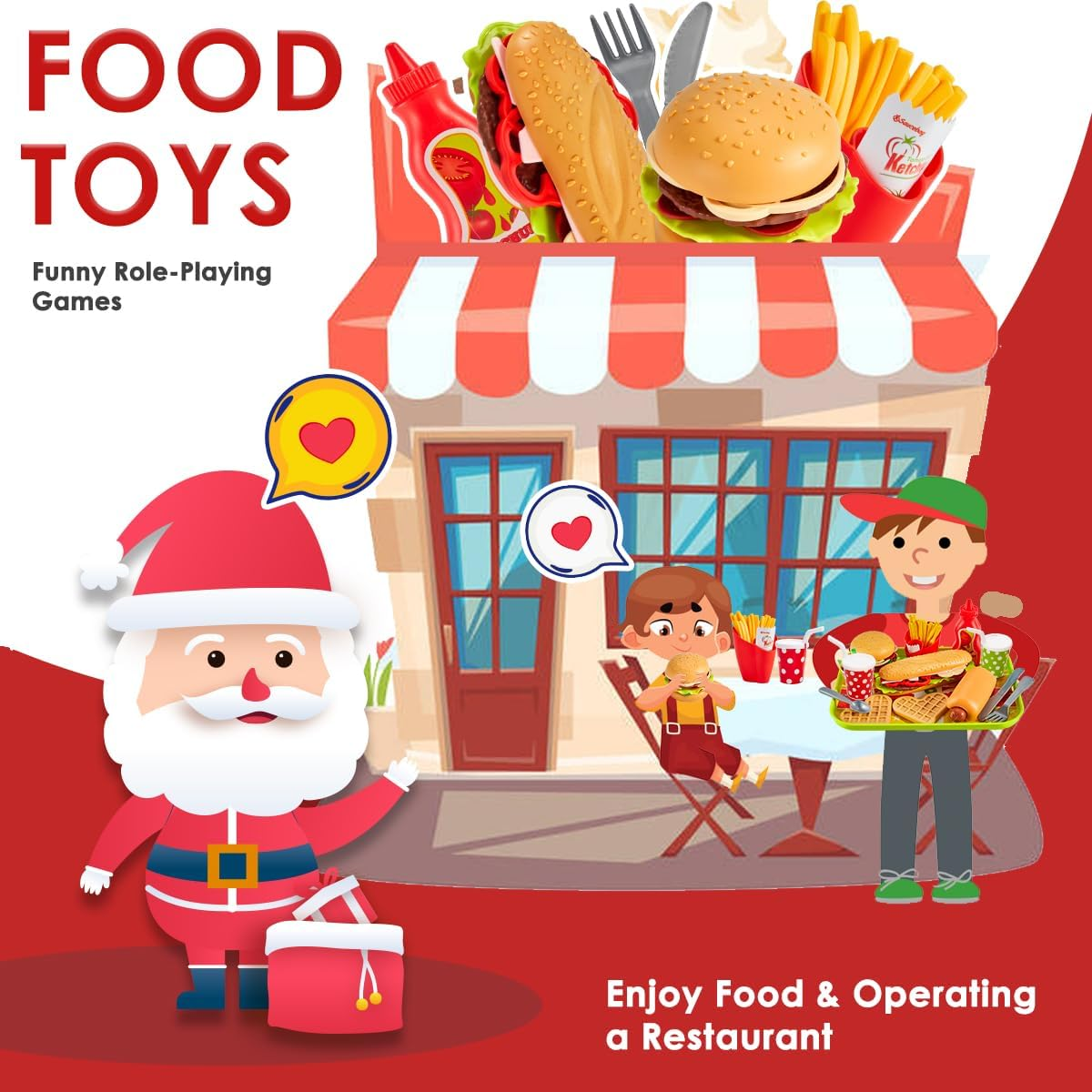 BUYGER Children'S Kitchen Play Kitchen Accessories for Children, Hamburger Fast Food Grill Accessories Toy, Mud Kitchen Children Outdoor, Role Play Gift